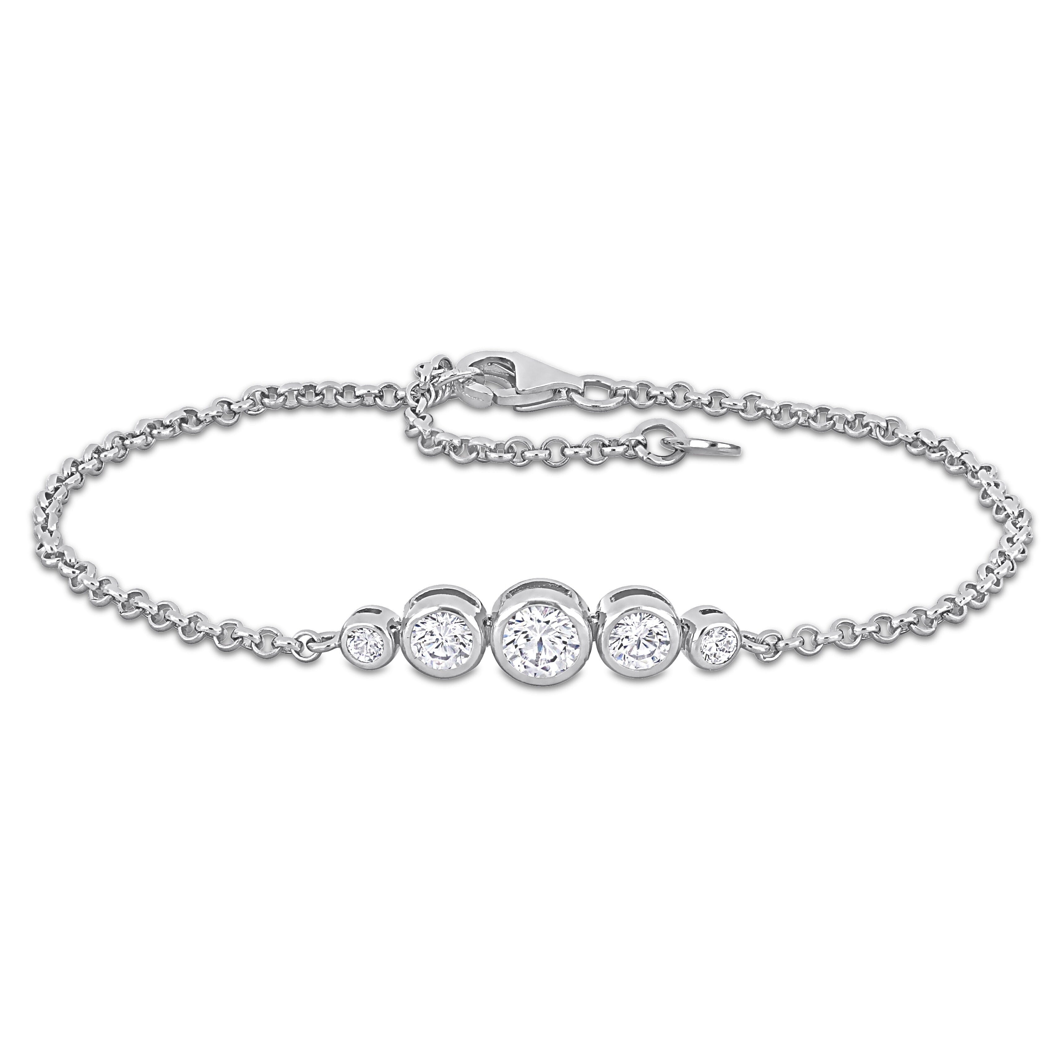 Miadora 1 4/5 CT TGW Cubic Zirconia Tennis Bracelet in Sterling Silver - 7+1 in - 7 in x 6.3 mm x 3.7 mm