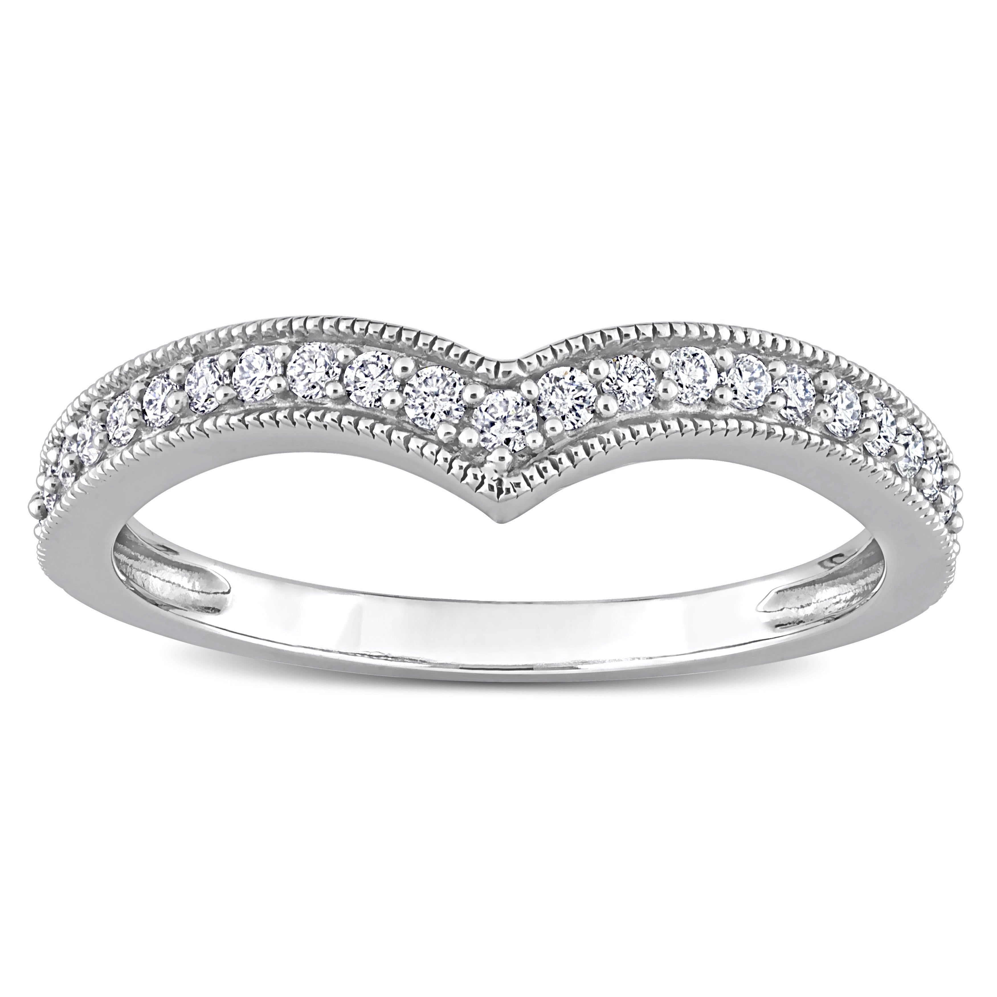Miadora 1/4ct TDW Diamond Contour Stackable Semi-Eternity Wedding Band Ring in 10k White Gold