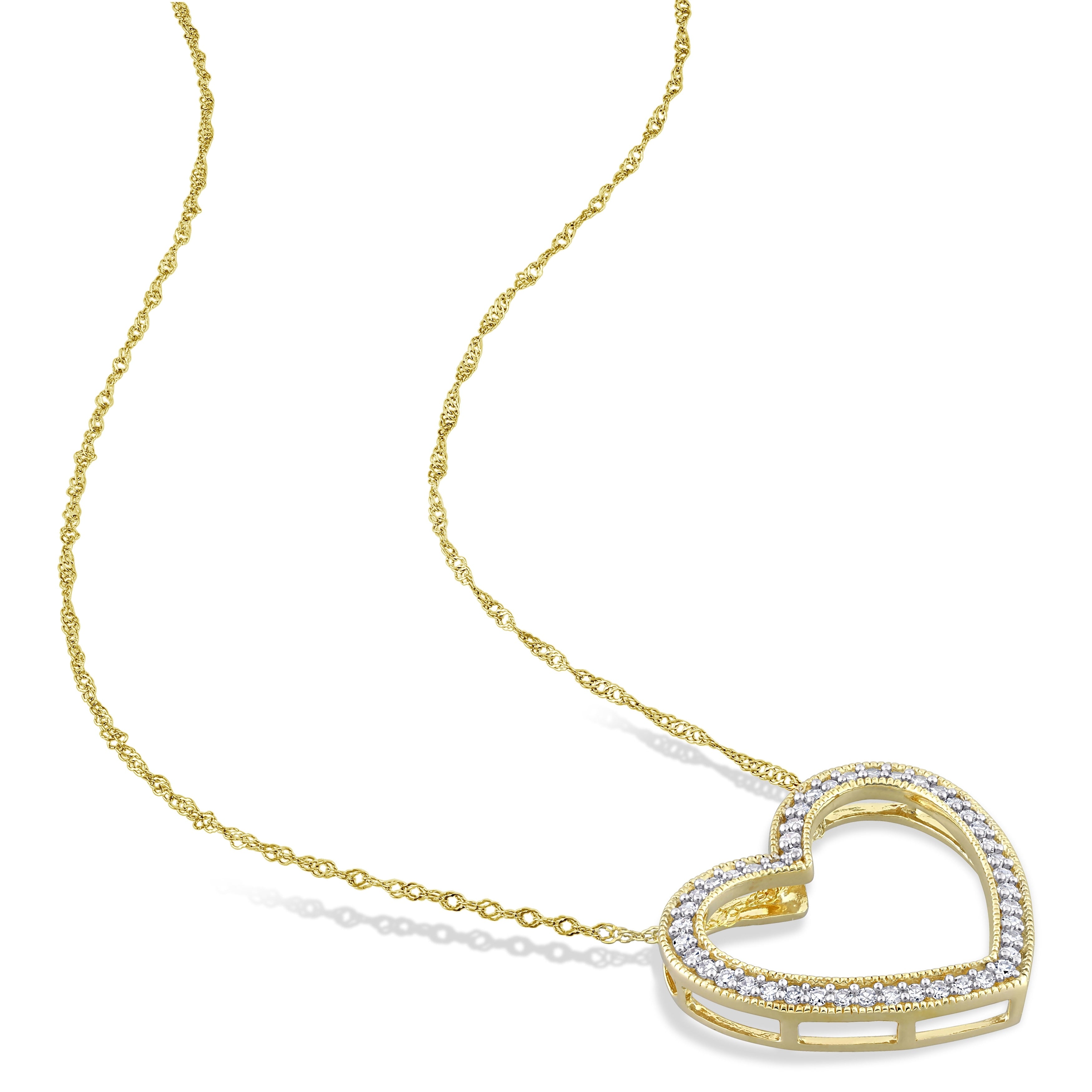 Miadora 1/4ct TDW Diamond Open Heart Necklace in 14k Yellow Gold