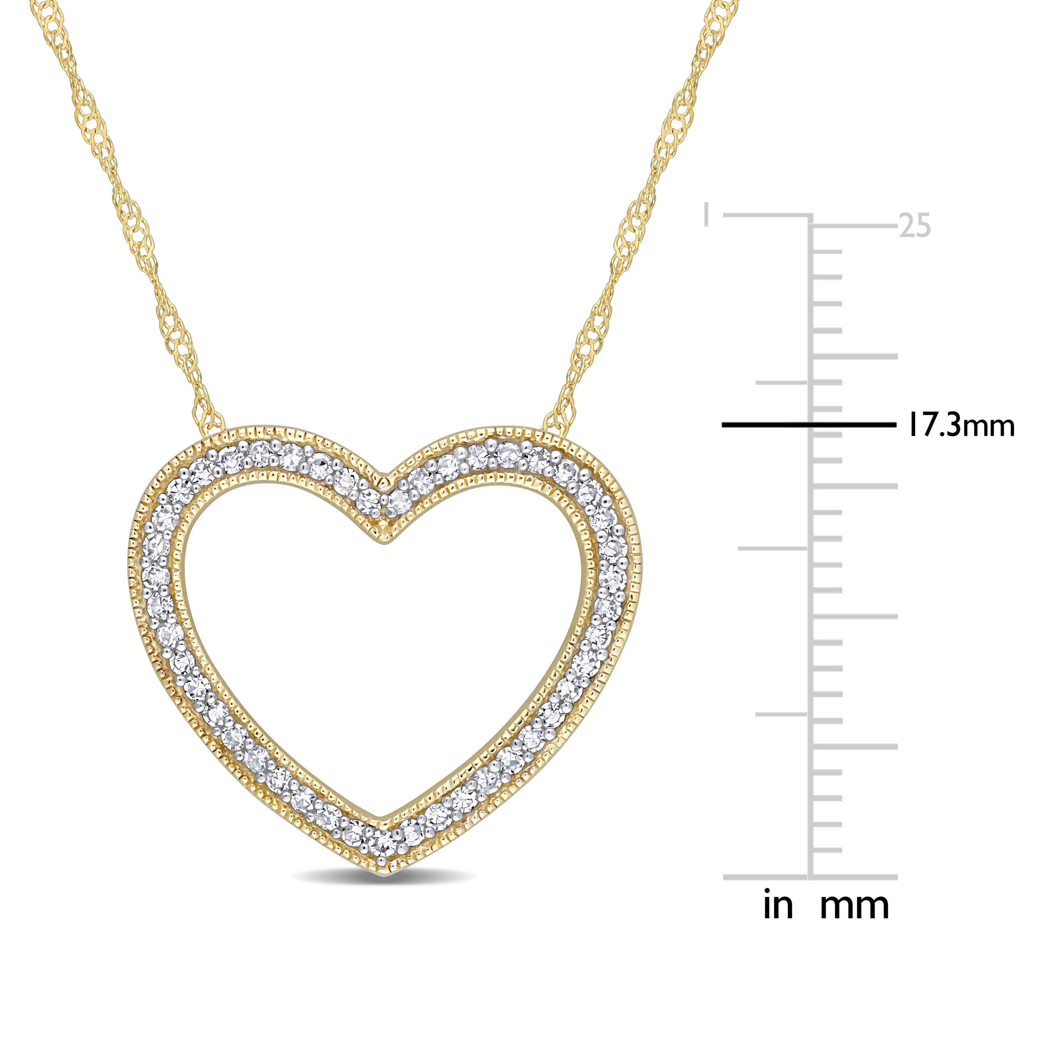 Miadora 1/4ct TDW Diamond Open Heart Necklace in 14k Yellow Gold