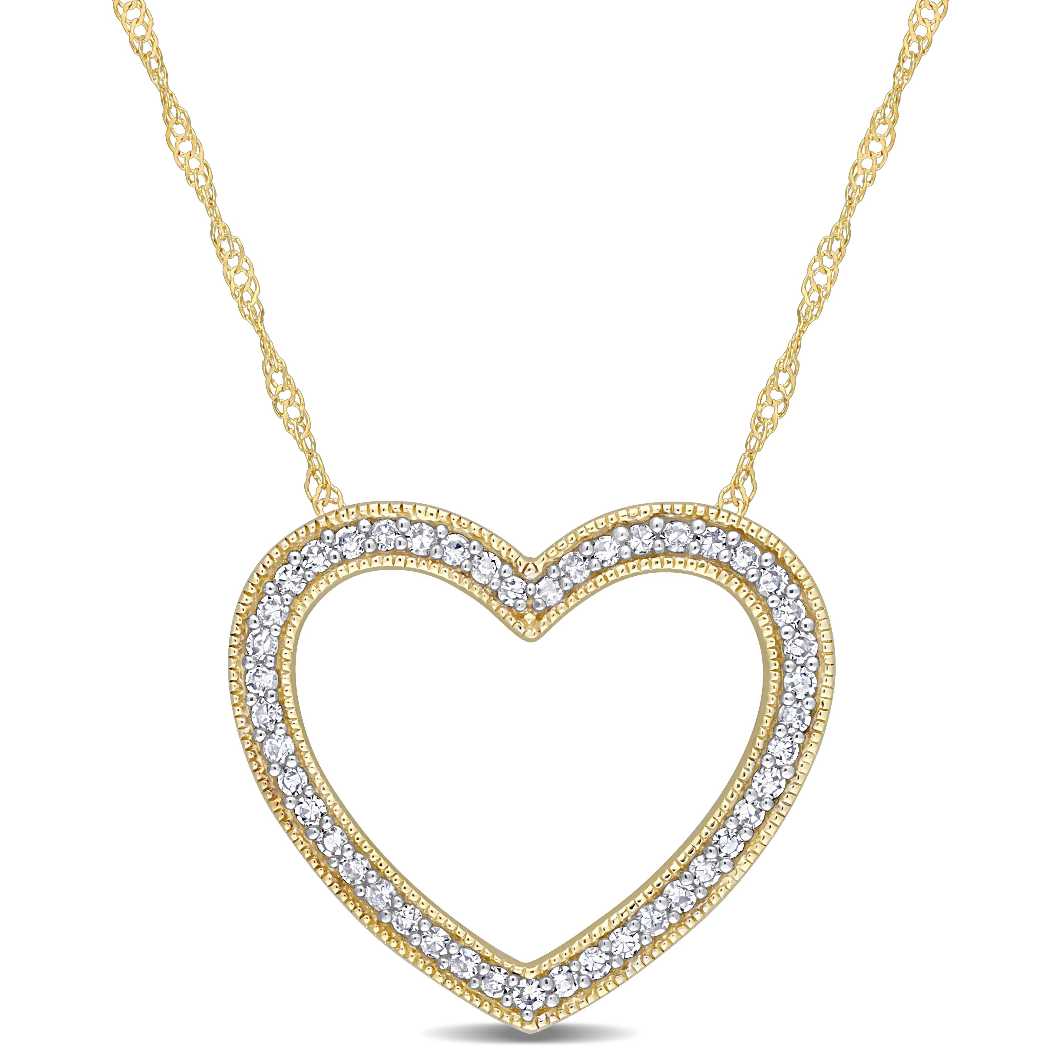 Miadora 1/4ct TDW Diamond Open Heart Necklace in 14k Yellow Gold