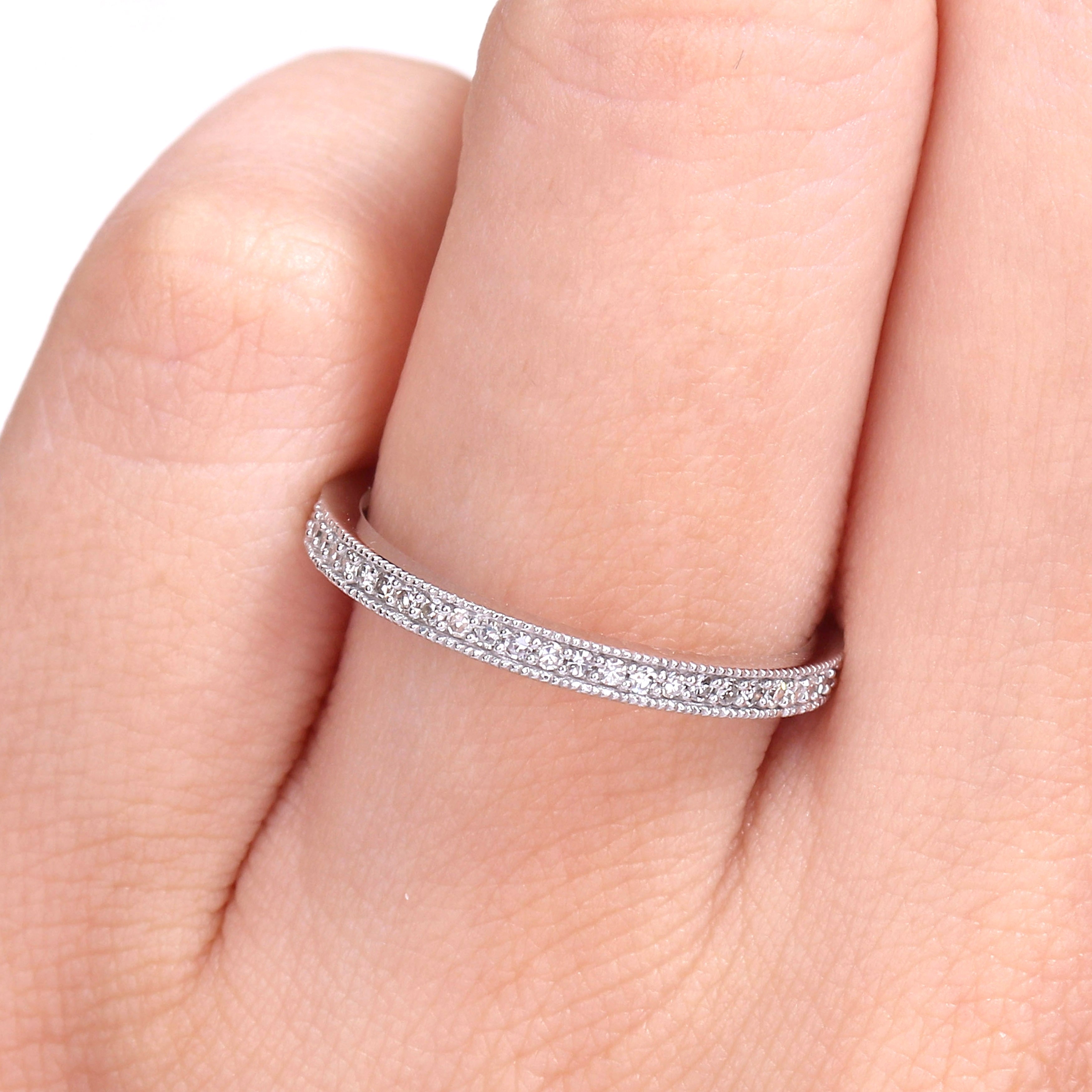 Miadora 1/4ct TDW Diamond Stackable Full-Eternity Band in 14k White Gold