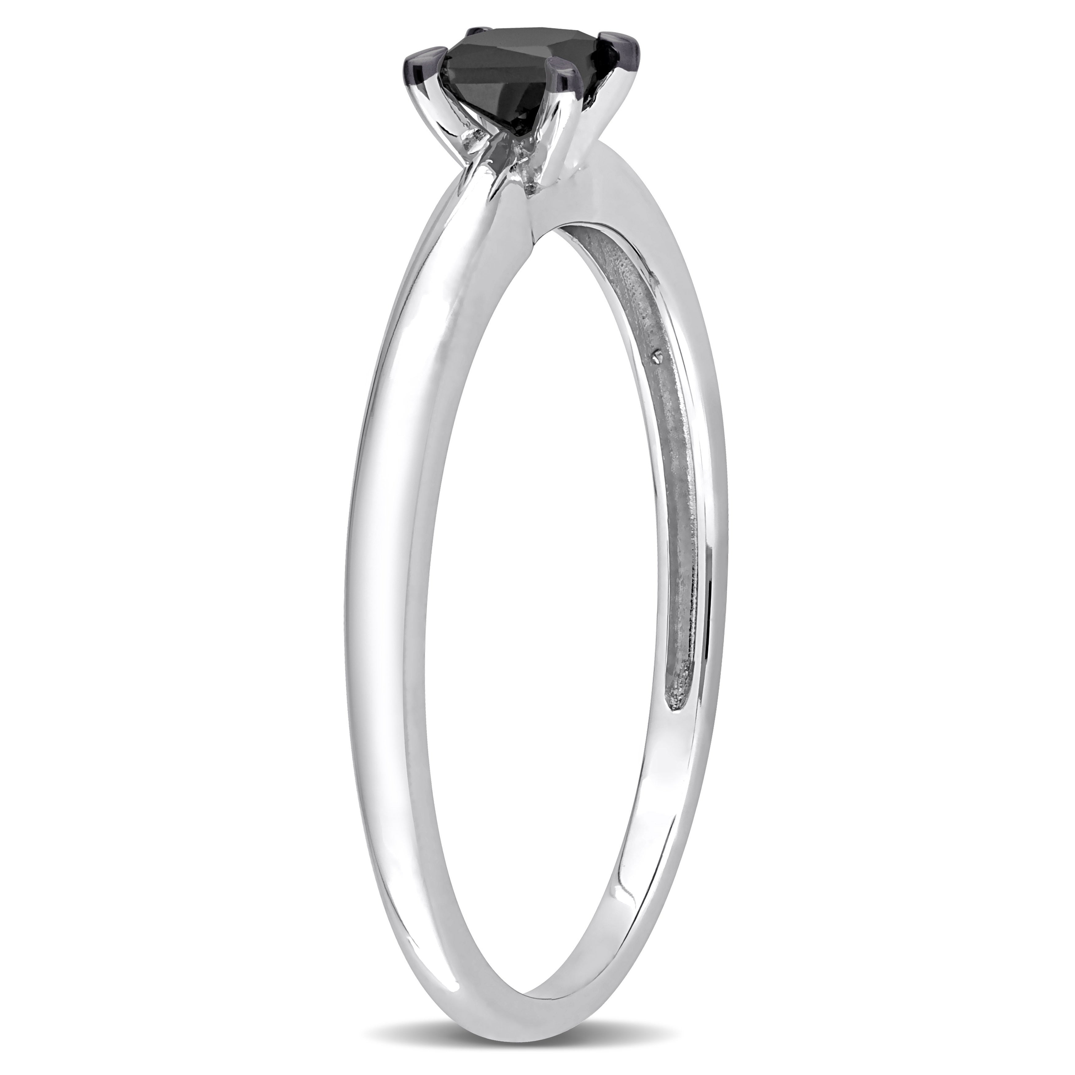 Miadora 1/4ct TDW Princess-cut Black Diamond Solitaire Engagement Ring in 14k White Gold