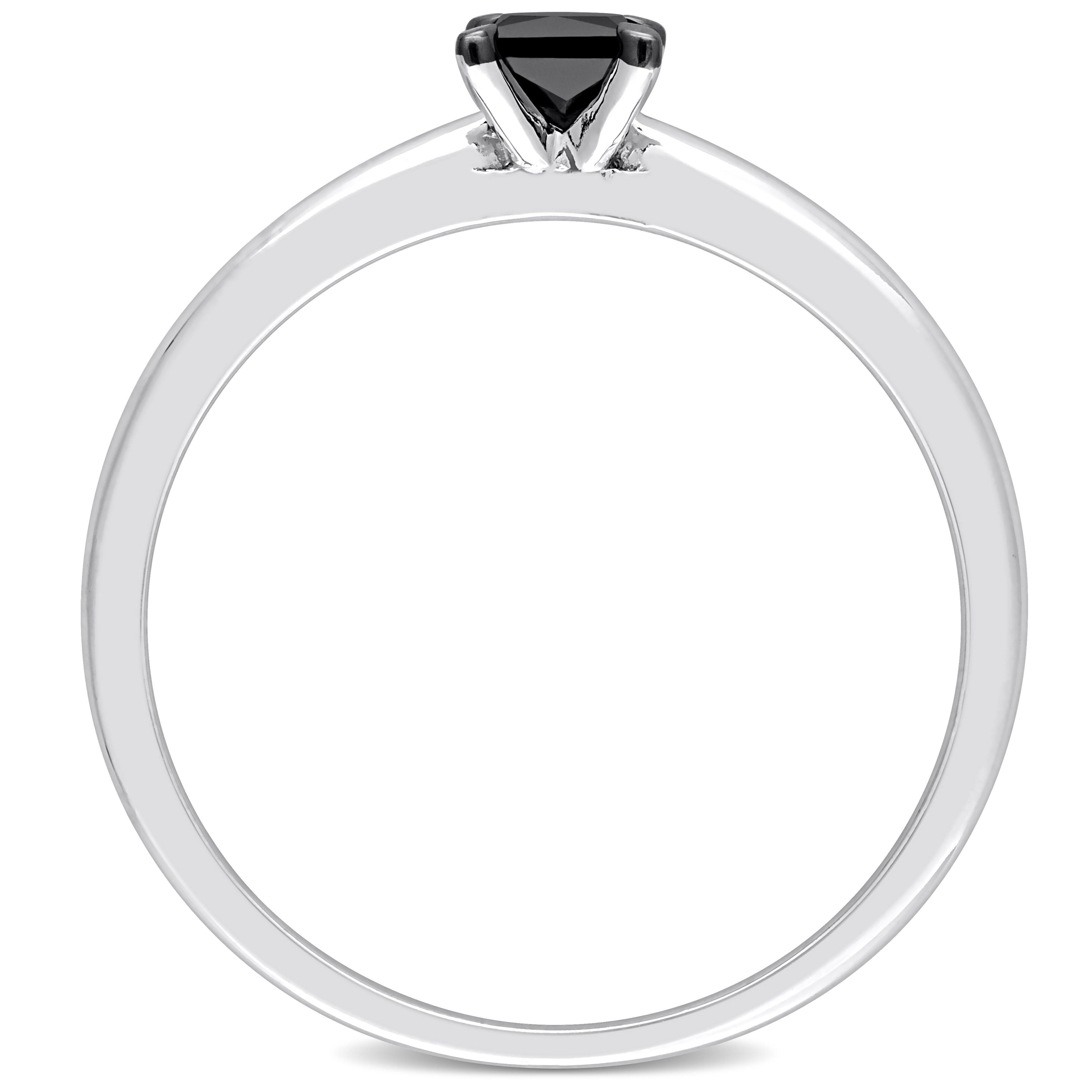Miadora 1/4ct TDW Princess-cut Black Diamond Solitaire Engagement Ring in 14k White Gold
