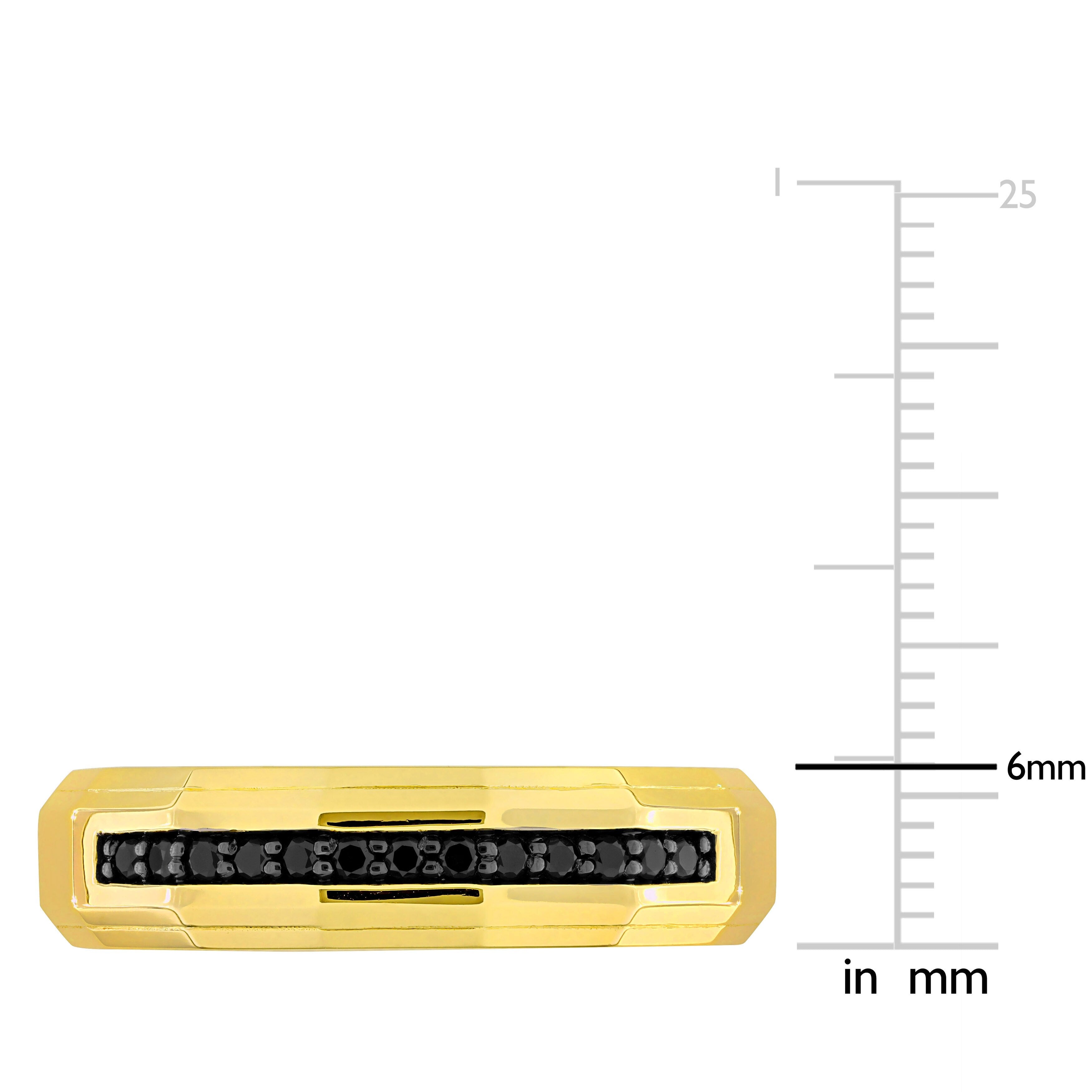Miadora 1/5ct TDW Black Diamond Lattice Mens Ring 14k Yellow Gold