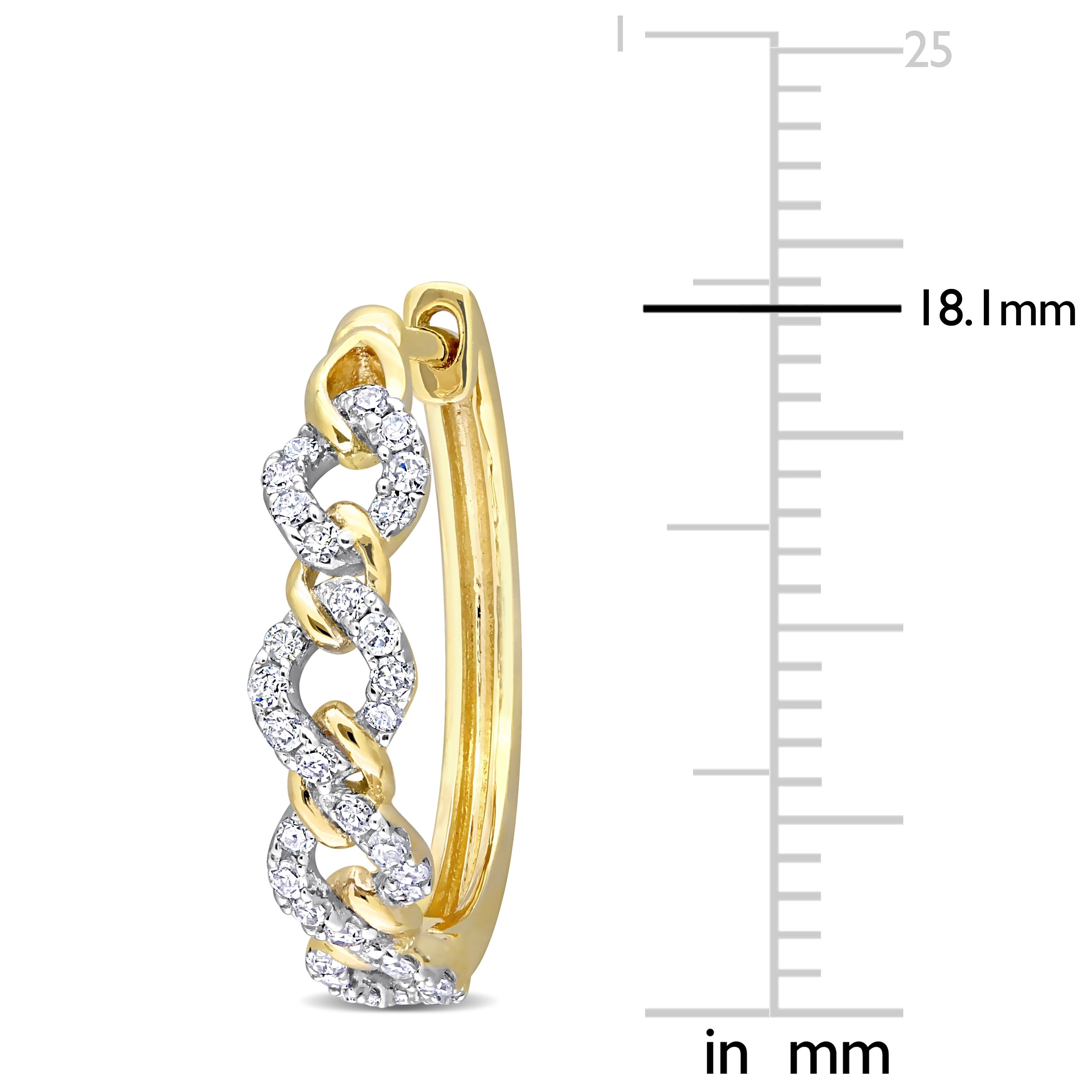 Miadora 1/5ct TDW Diamond Oval Link Hoop Earrings in 10k Yellow Gold