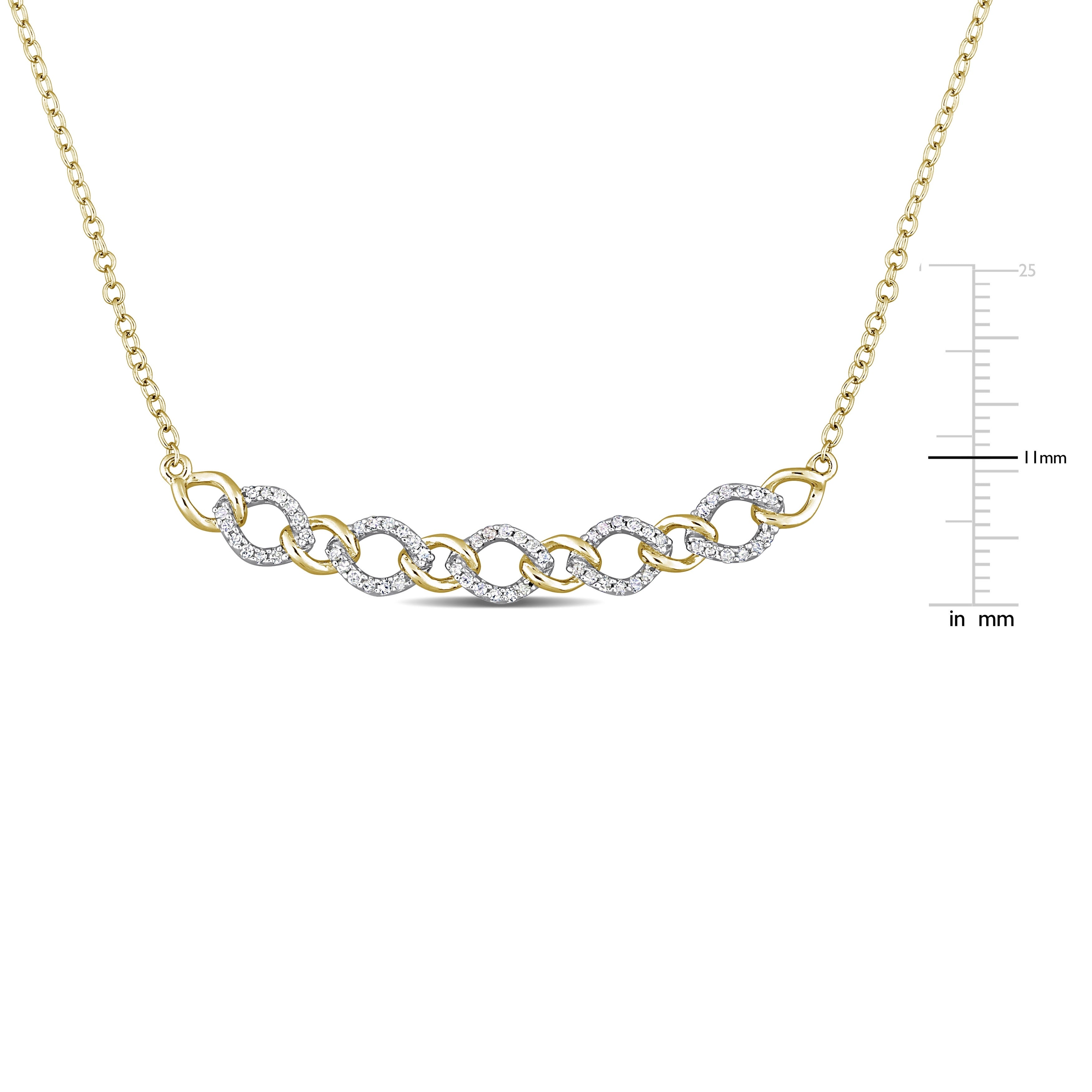 Miadora 1/5ct TDW Diamond Oval Link Necklace in Yellow Plated Sterling Silver