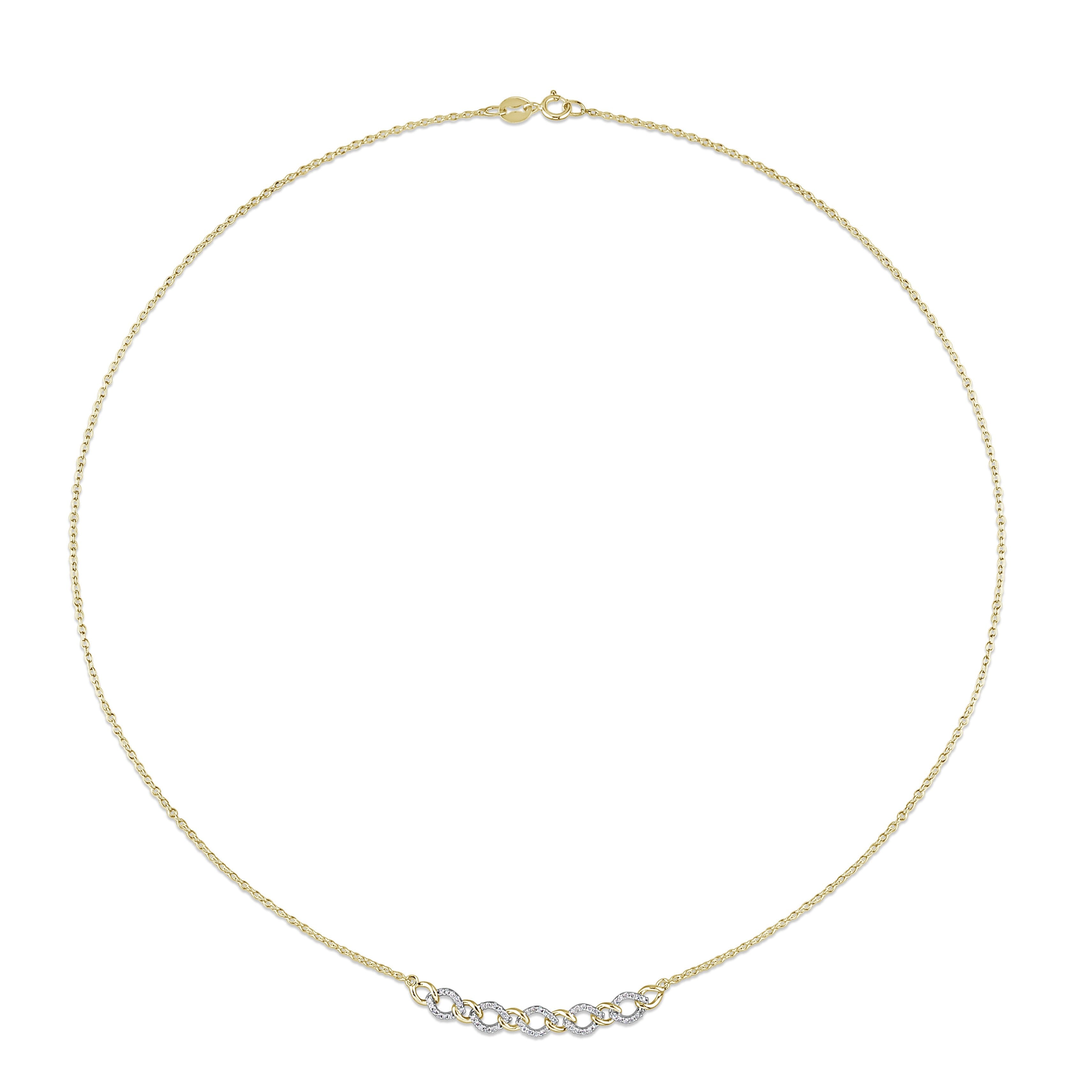Miadora 1/5ct TDW Diamond Oval Link Necklace in Yellow Plated Sterling Silver