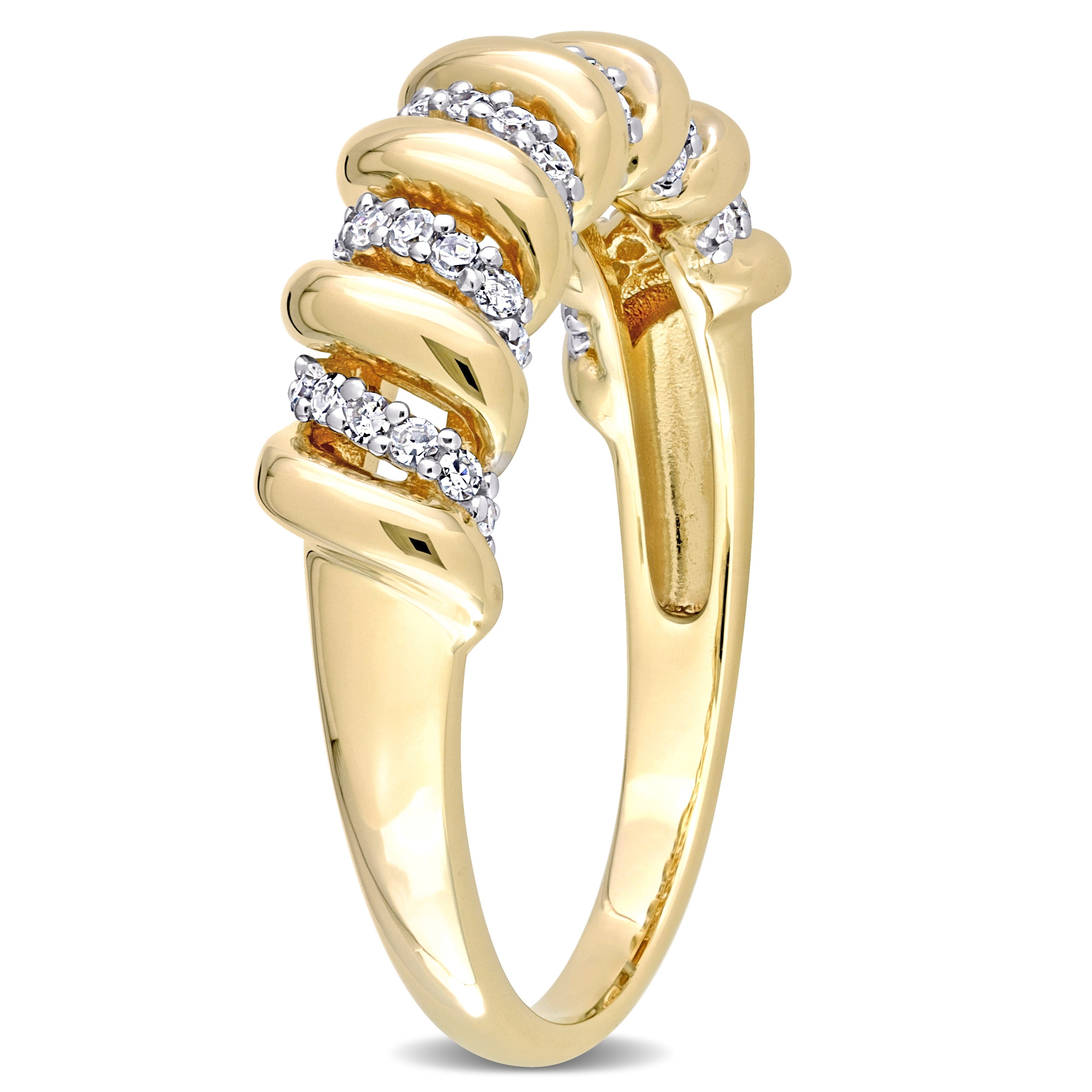 Miadora 1/5ct TDW Diamond Swirl Anniversary Band in 14k Yellow Gold