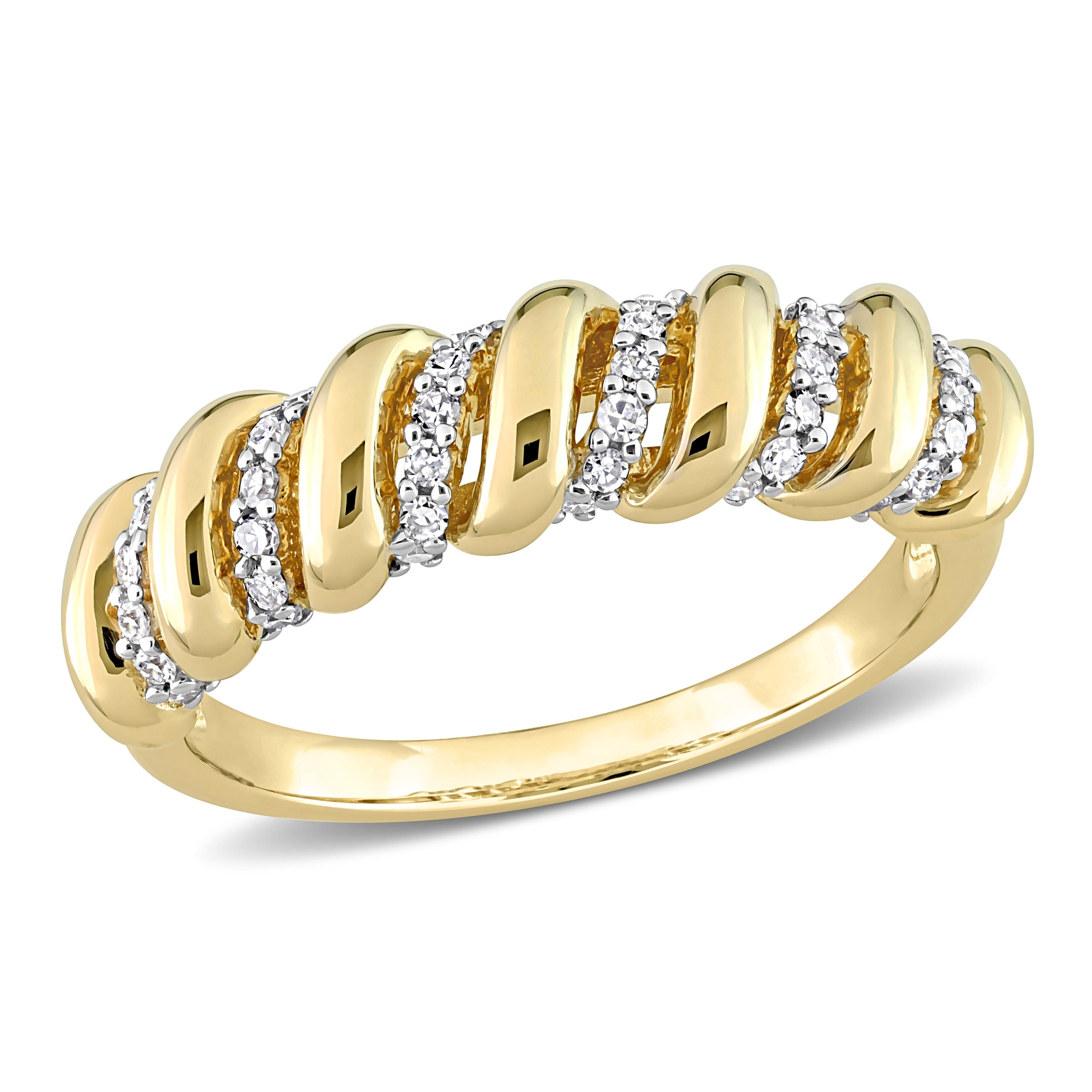 Miadora 1/5ct TDW Diamond Swirl Anniversary Band in 14k Yellow Gold