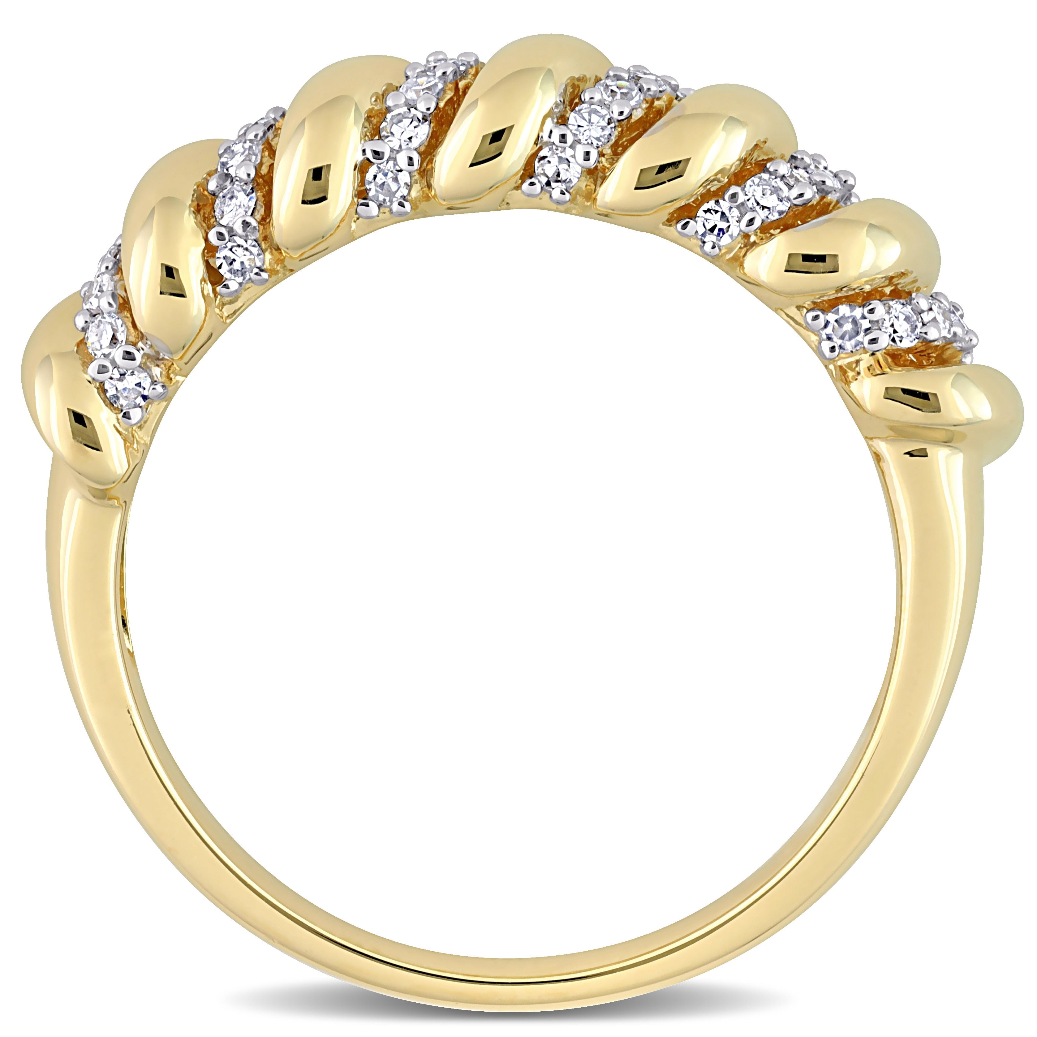 Miadora 1/5ct TDW Diamond Swirl Anniversary Band in 14k Yellow Gold
