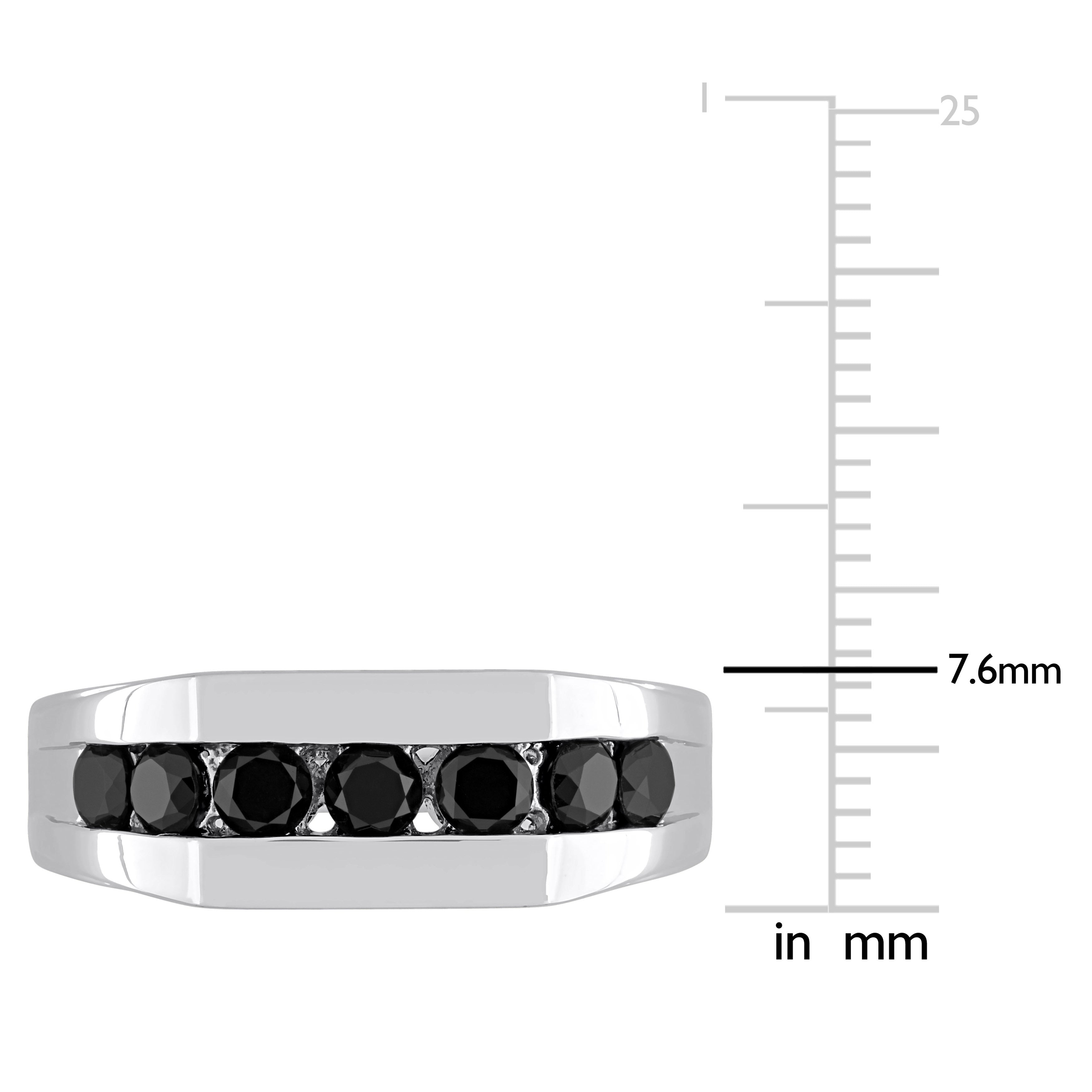Miadora 1 CT TW Black Diamond Channel Set Mens Ring in Sterling Silver