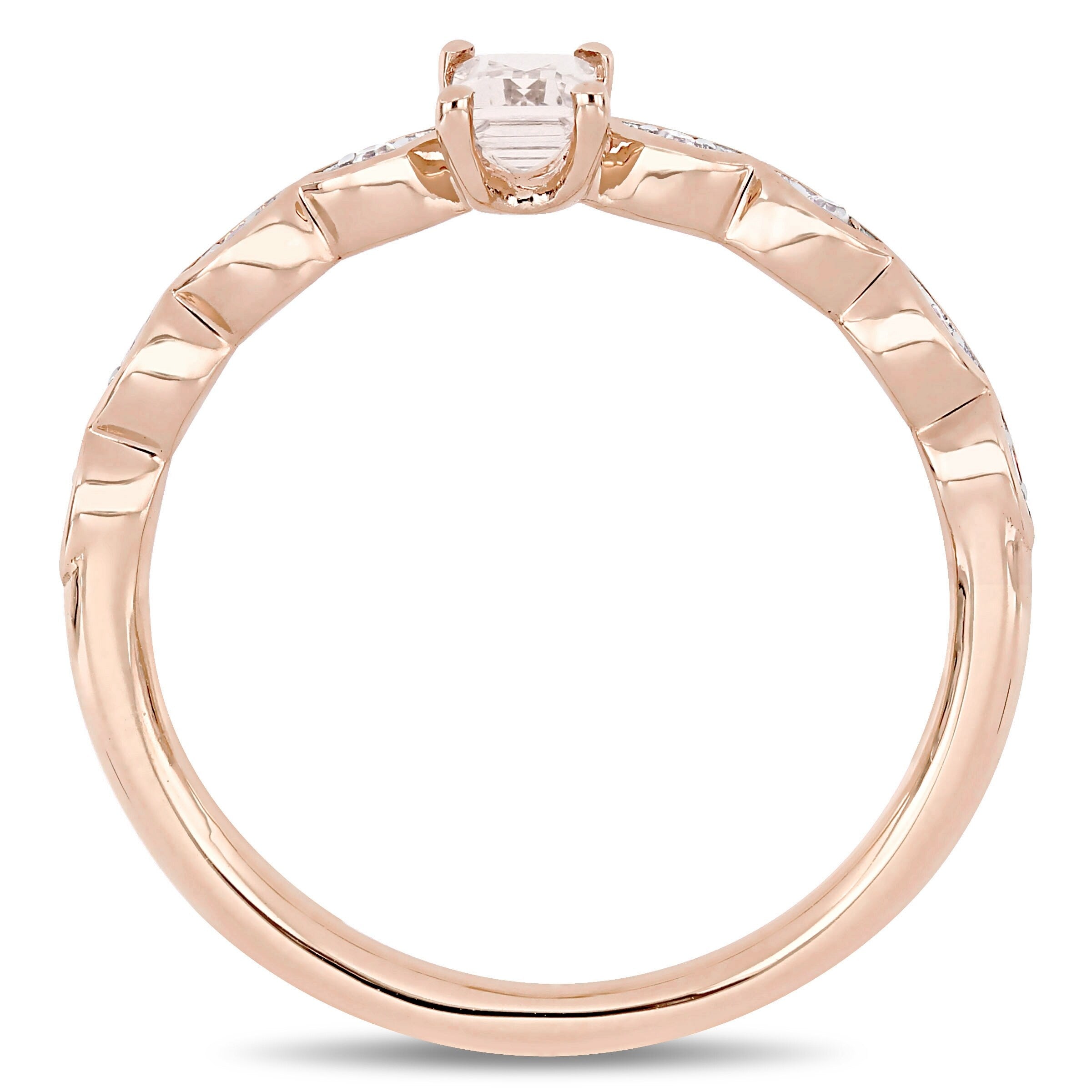 Miadora 10k Rose Gold 1/4ct TDW Marquise and Round-Cut Diamond Infinity Engagement Ring