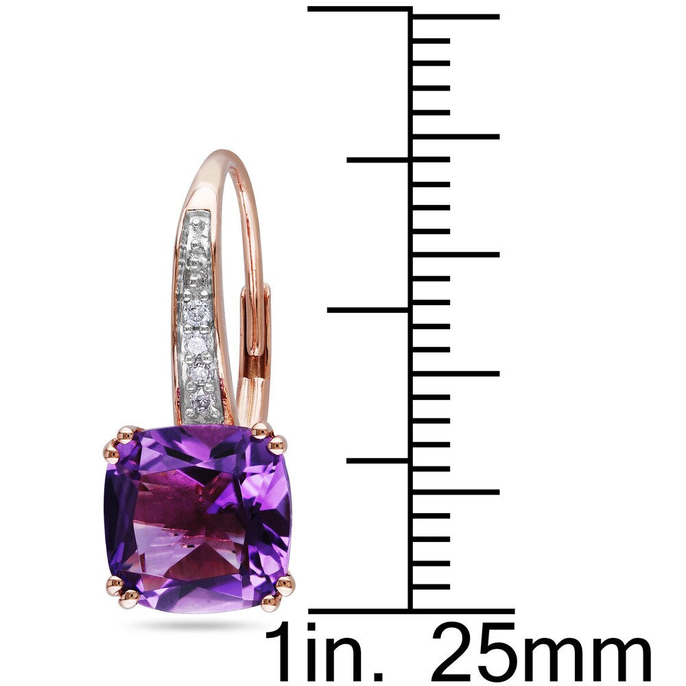 Miadora 10k Rose Gold Amethyst and Diamond Accent Dangle Earrings