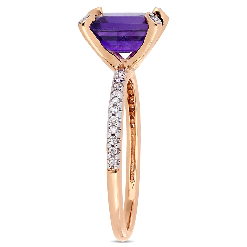 Miadora 10k Rose Gold Octagon-Cut African-Amethyst and 1/10ct TDW Diamond Solitaire Ring