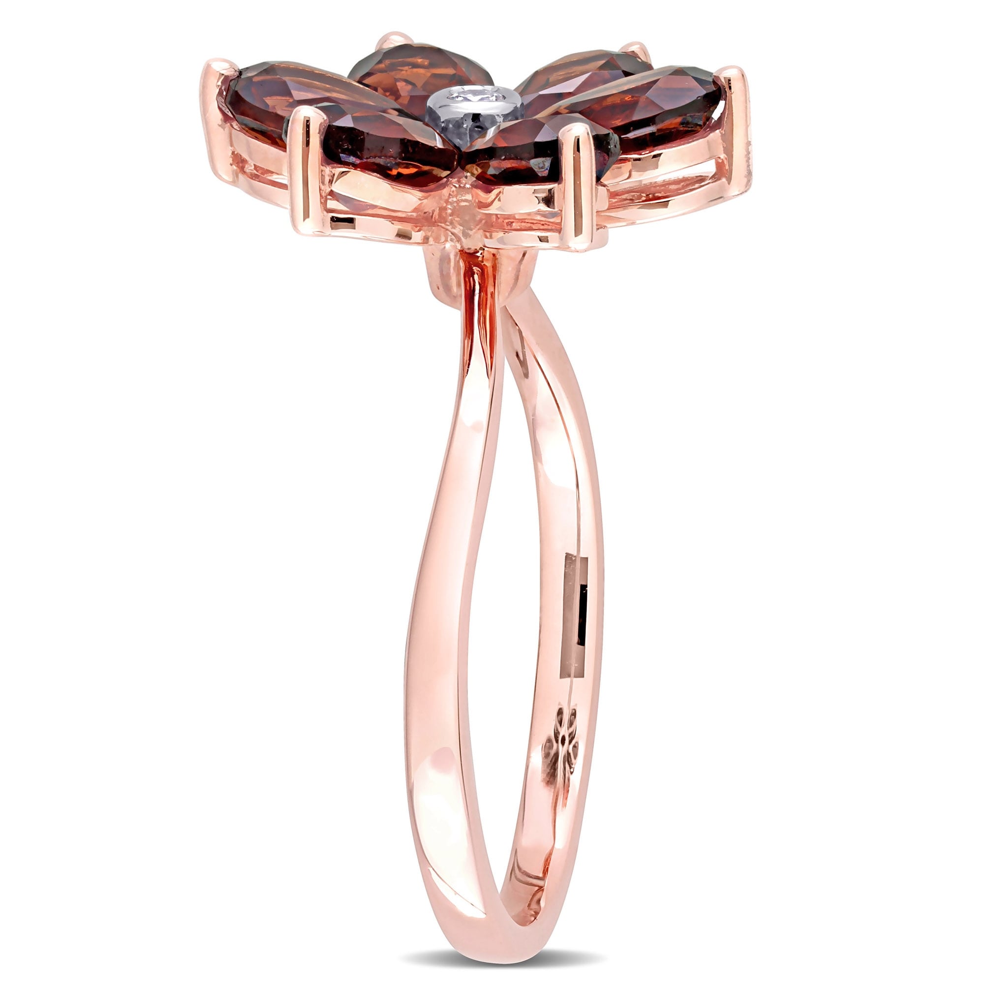 Miadora 10k Rose Gold Pear-cut Garnet and Diamond Accent Floral Ring
