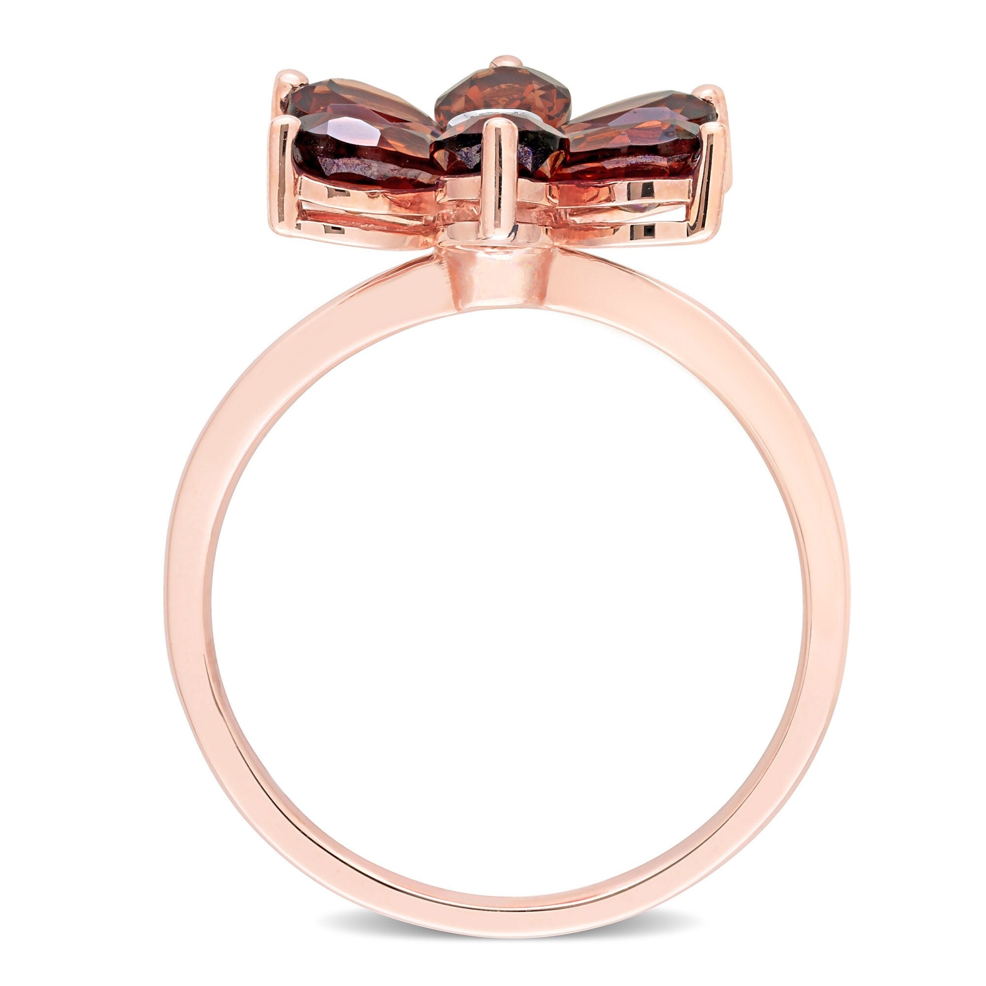 Miadora 10k Rose Gold Pear-cut Garnet and Diamond Accent Floral Ring