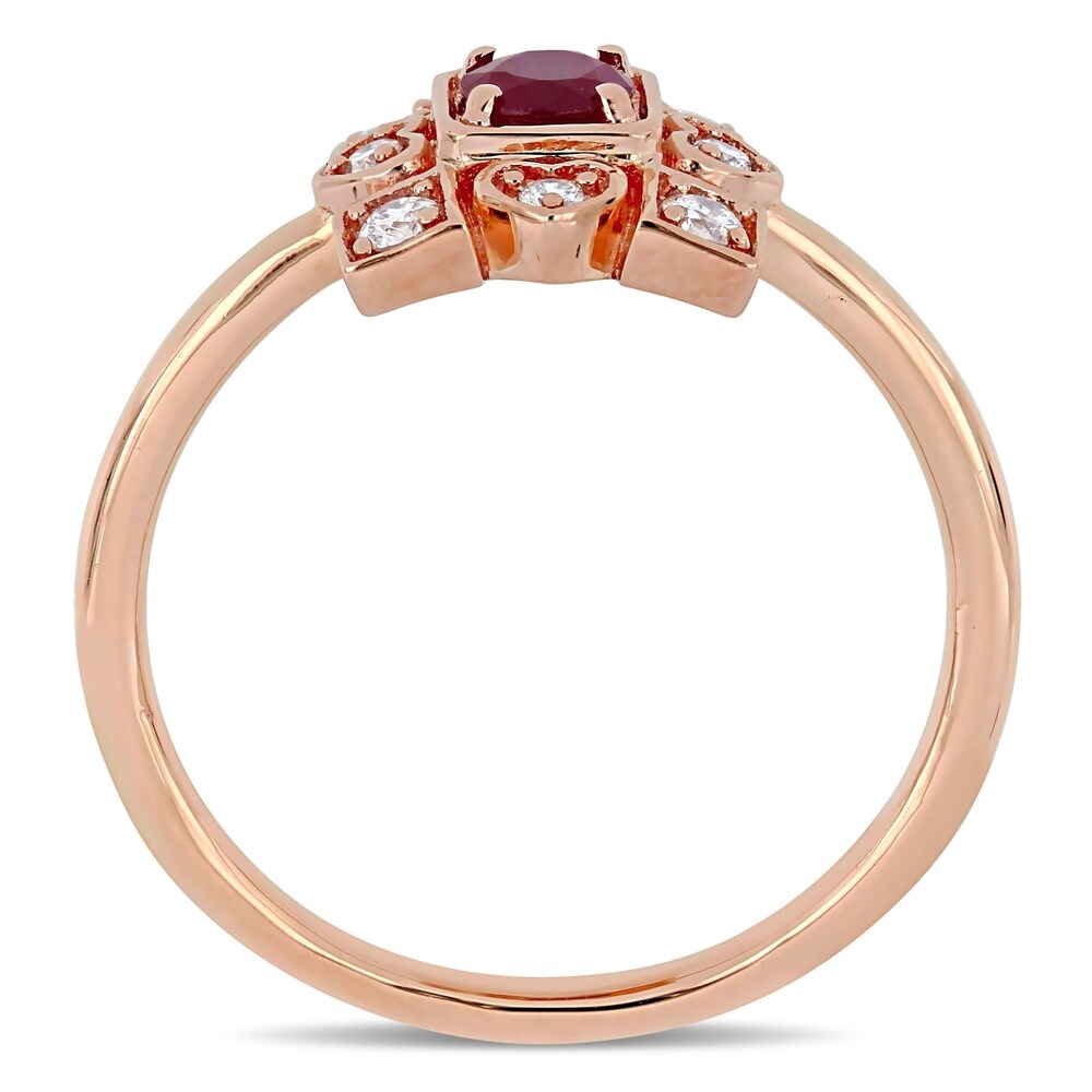 Miadora 10k Rose Gold Ruby and 5/8ct TDW Diamond Artisanal Halo Jewelry Set
