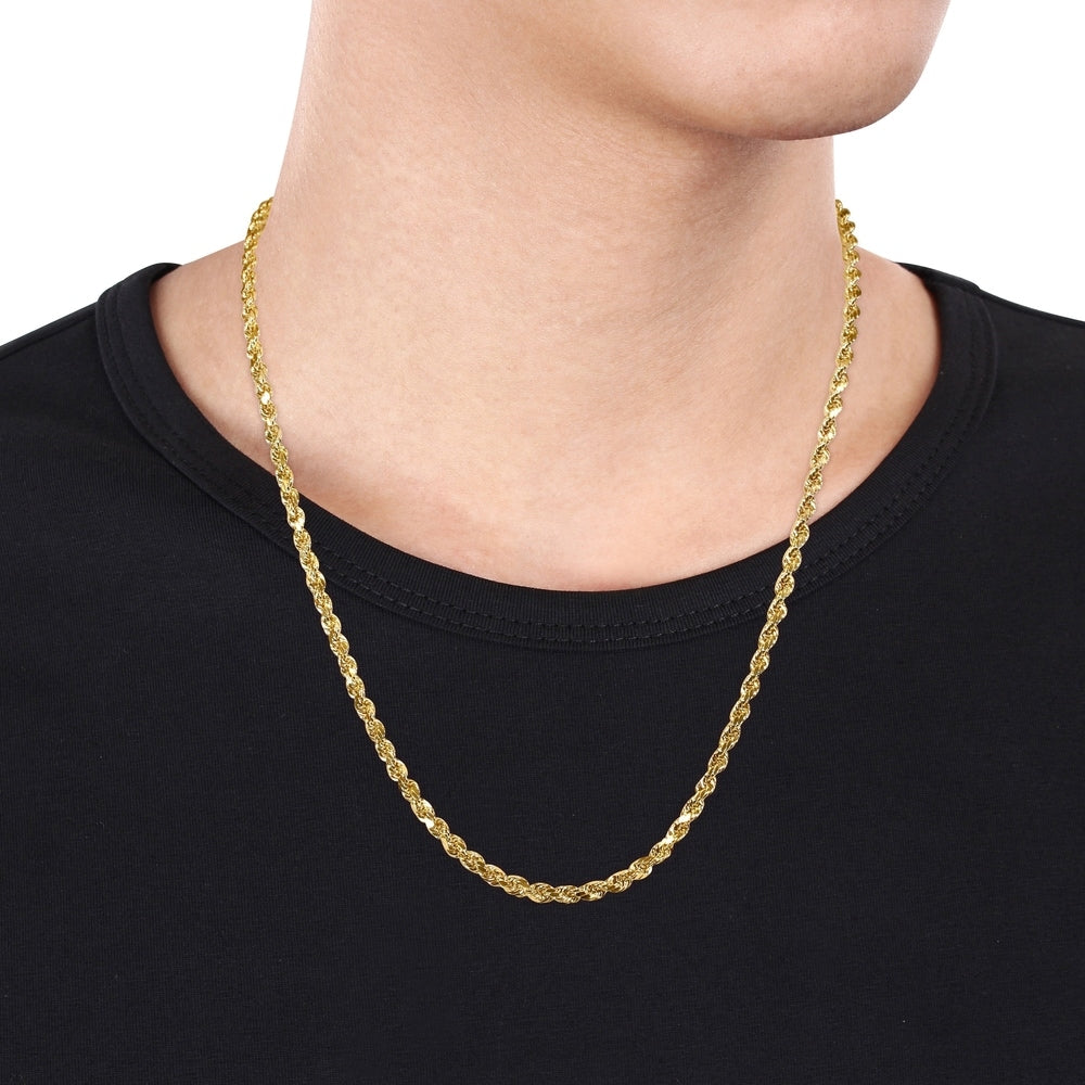 Miadora 10k Yellow Gold Rope Chain Necklace and Bracelet Set (4 MM)
