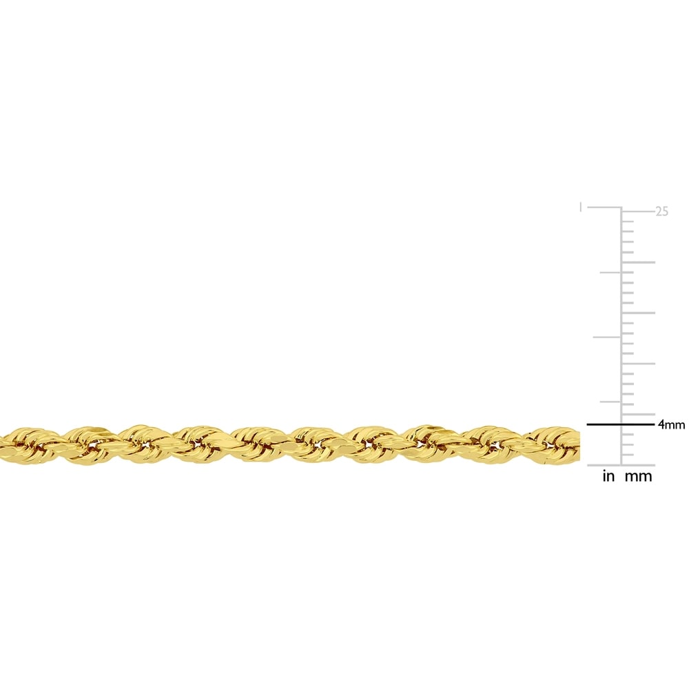 Miadora 10k Yellow Gold Rope Chain Necklace and Bracelet Set (4 MM)