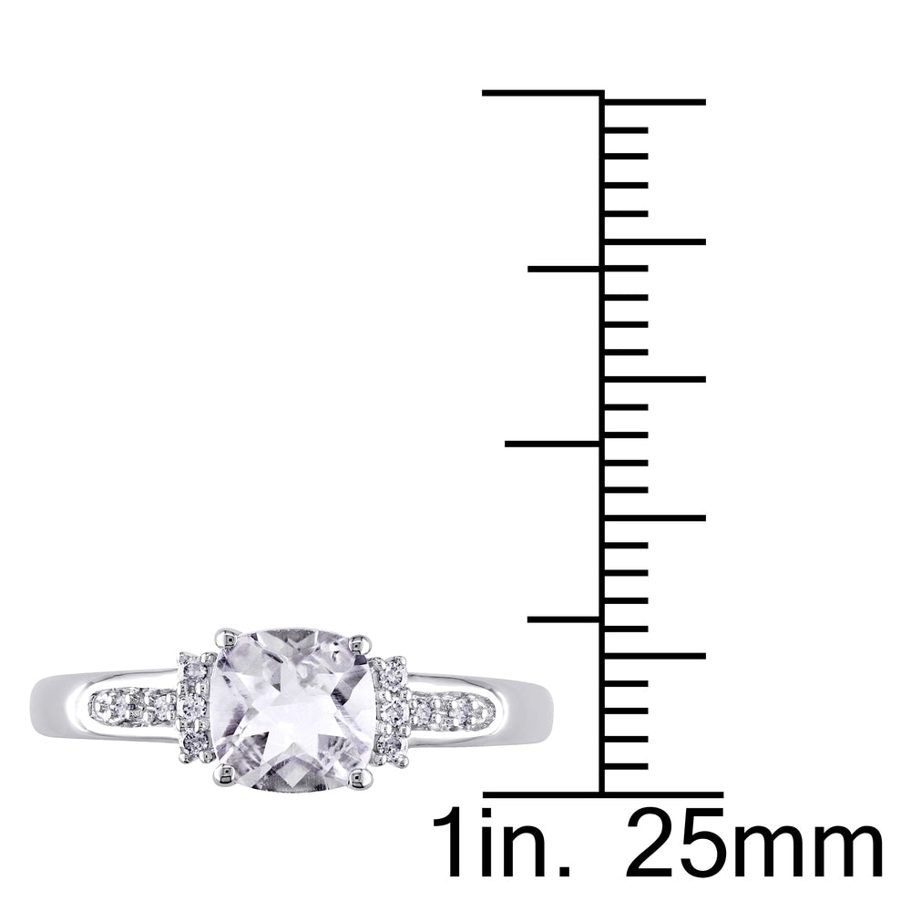 Miadora 10k White Gold 1 1/4ct TGW White Topaz and Diamond Accent Cocktail Ring
