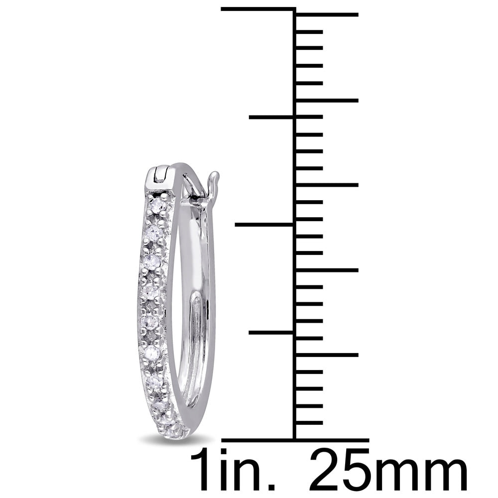 Miadora 10k White Gold 1/10ct TDW Diamond Hoop Earrings