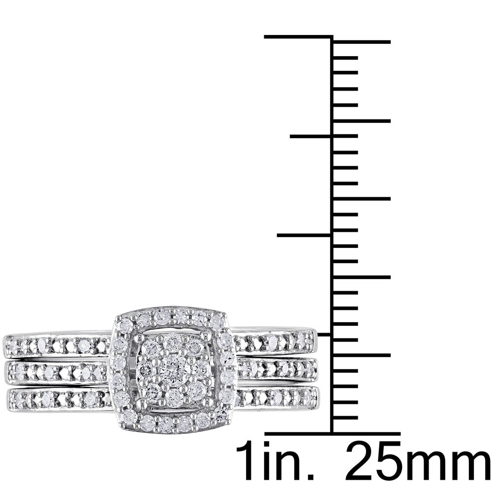 Miadora 10k White Gold 1/3ct TDW Diamond 3-Pc. Bridal Ring Set