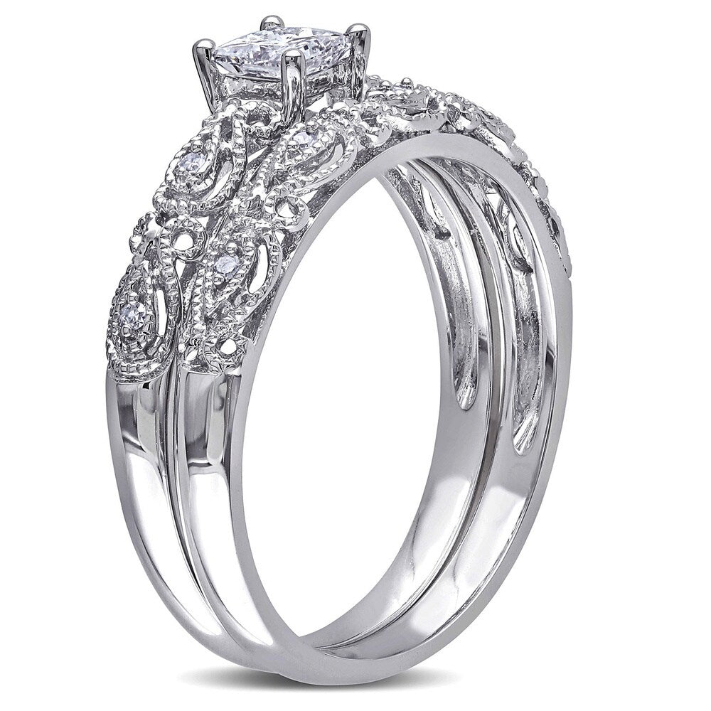 Miadora Signature Collection 10k White Gold 1/3ct TDW Diamond Vintage Bridal Set