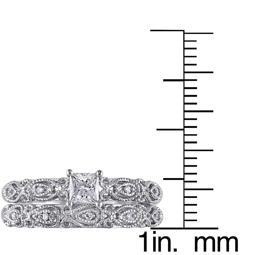 Miadora Signature Collection 10k White Gold 1/3ct TDW Diamond Vintage Bridal Set