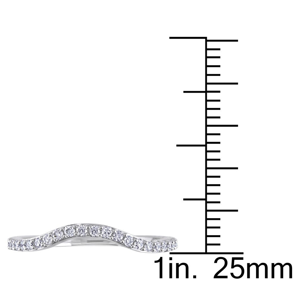 Miadora 10k White Gold 1/5ct TDW Diamond Curved Wedding Band