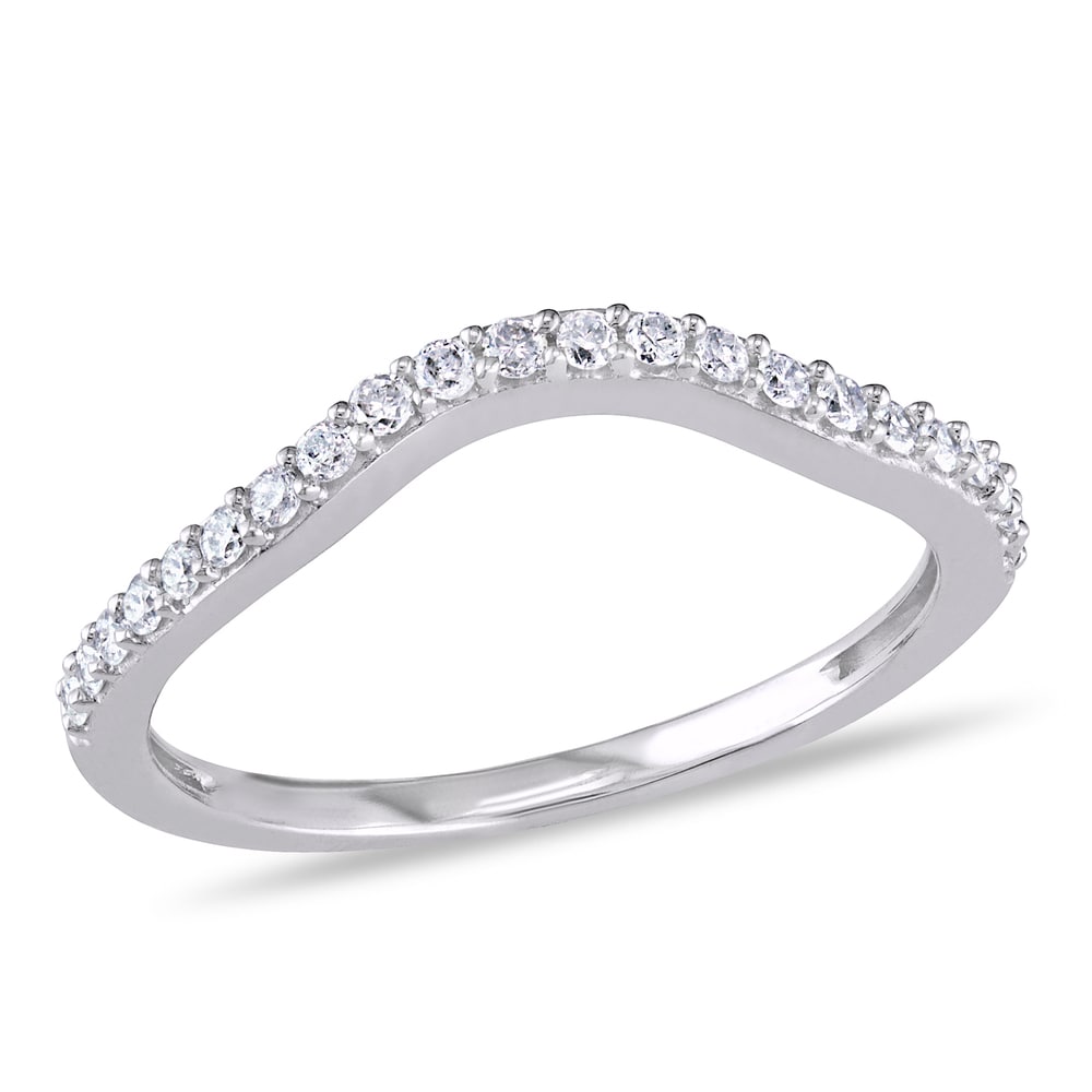 Miadora 10k White Gold 1/5ct TDW Diamond Curved Wedding Band