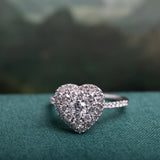 1ct TDW Diamond Composite Heart Halo Engagement Ring in 10k White Gold by Miadora