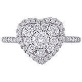 1ct TDW Diamond Composite Heart Halo Engagement Ring in 10k White Gold by Miadora