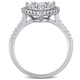 1ct TDW Diamond Composite Heart Halo Engagement Ring in 10k White Gold by Miadora