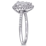 1ct TDW Diamond Composite Heart Halo Engagement Ring in 10k White Gold by Miadora