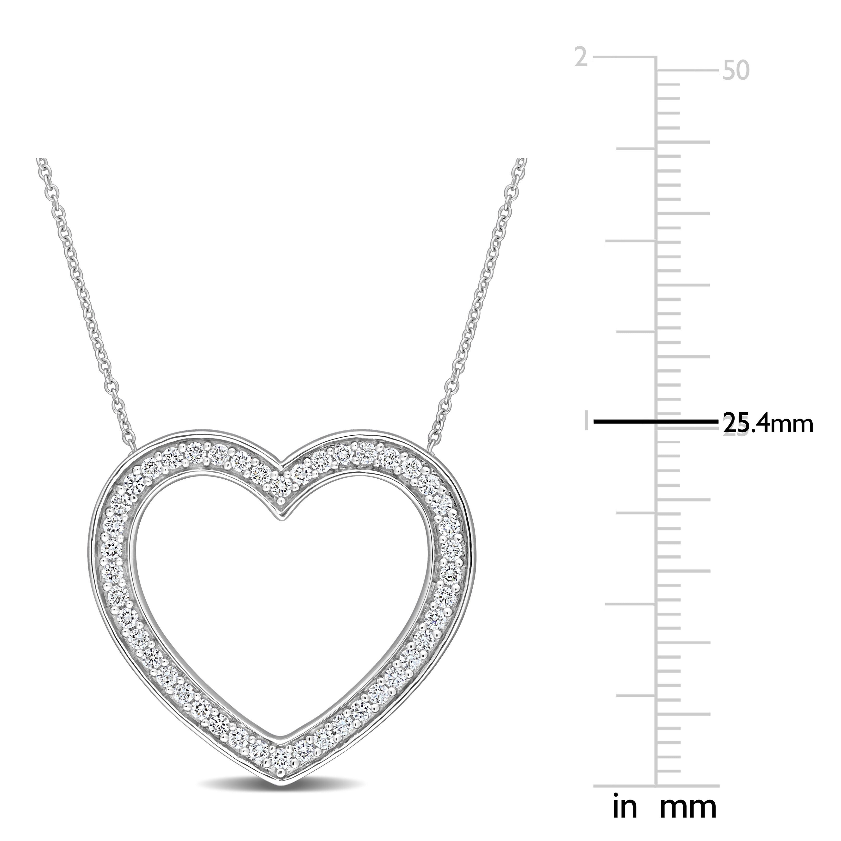 Miadora 10k White Gold 5/8ct TDW Diamond Open Heart Necklace