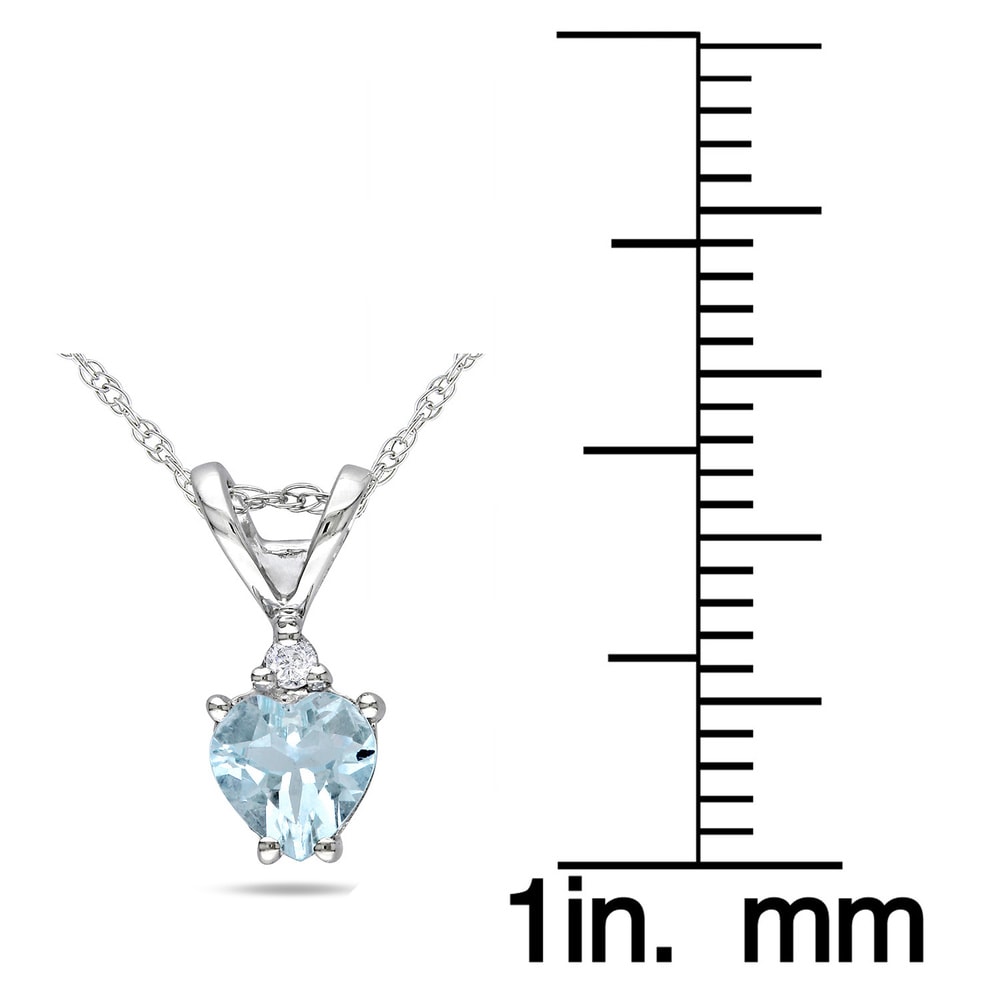 Miadora 10k White Gold Aquamarine and Diamond Heart Necklace