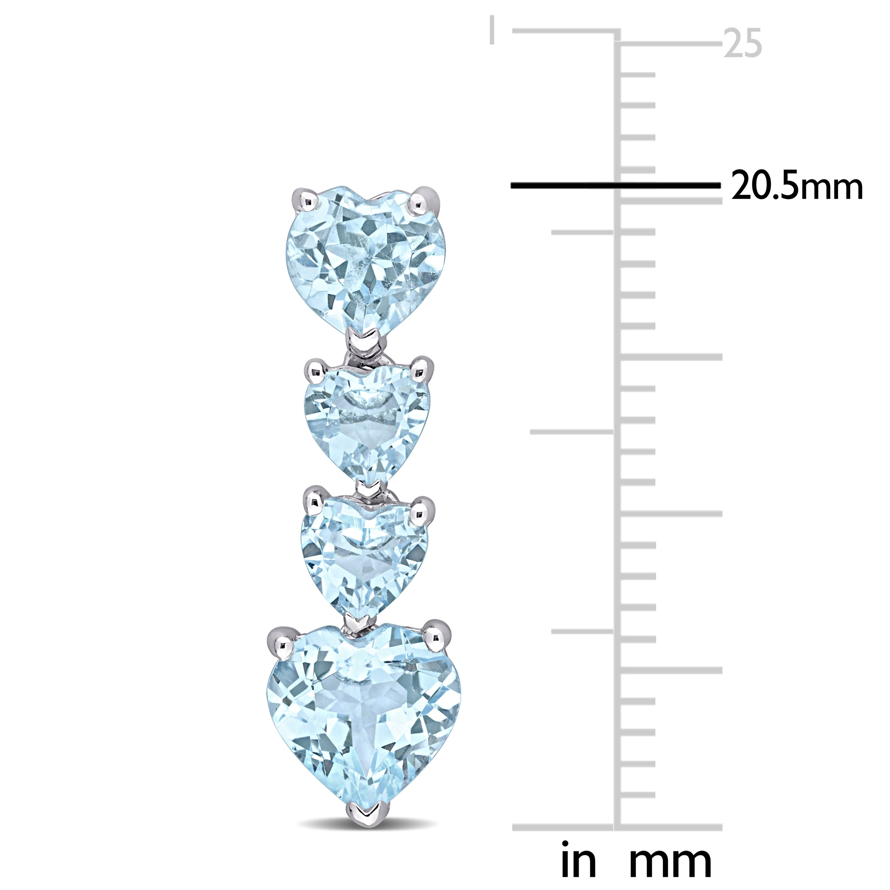 Miadora 10k White Gold Blue Topaz Heart Linear Drop Earrings