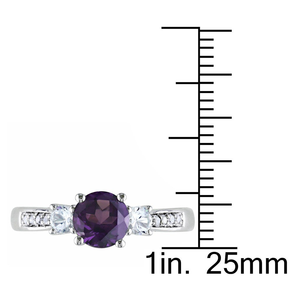 Miadora 10k White Gold Created Alexandrite and Sapphire and Diamond Ring