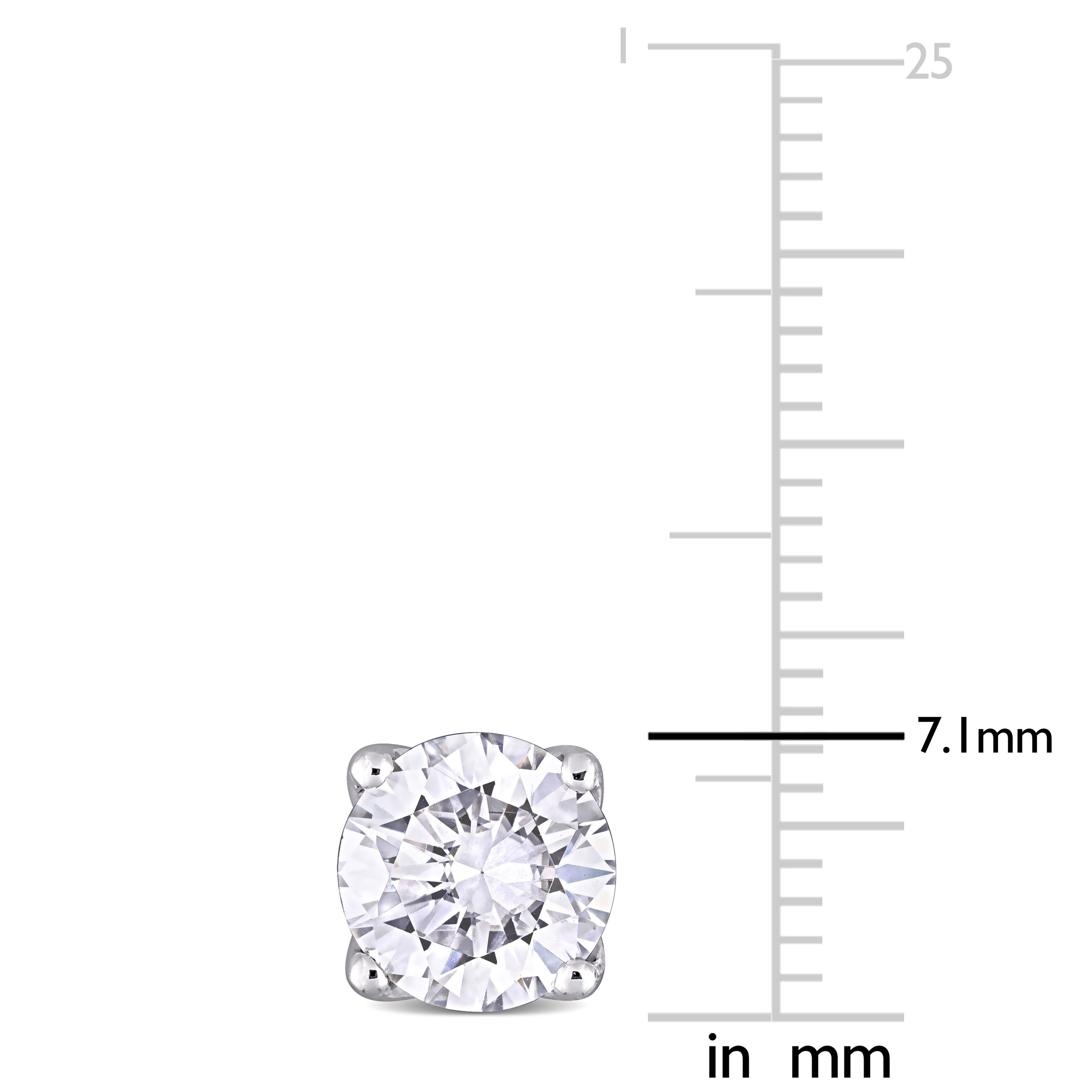 Miadora 2 1/2ct DEW Moissanite Solitaire Stud Earrings in 10k White Gold - 7.1 mm x 7.1 mm x 5.7 mm