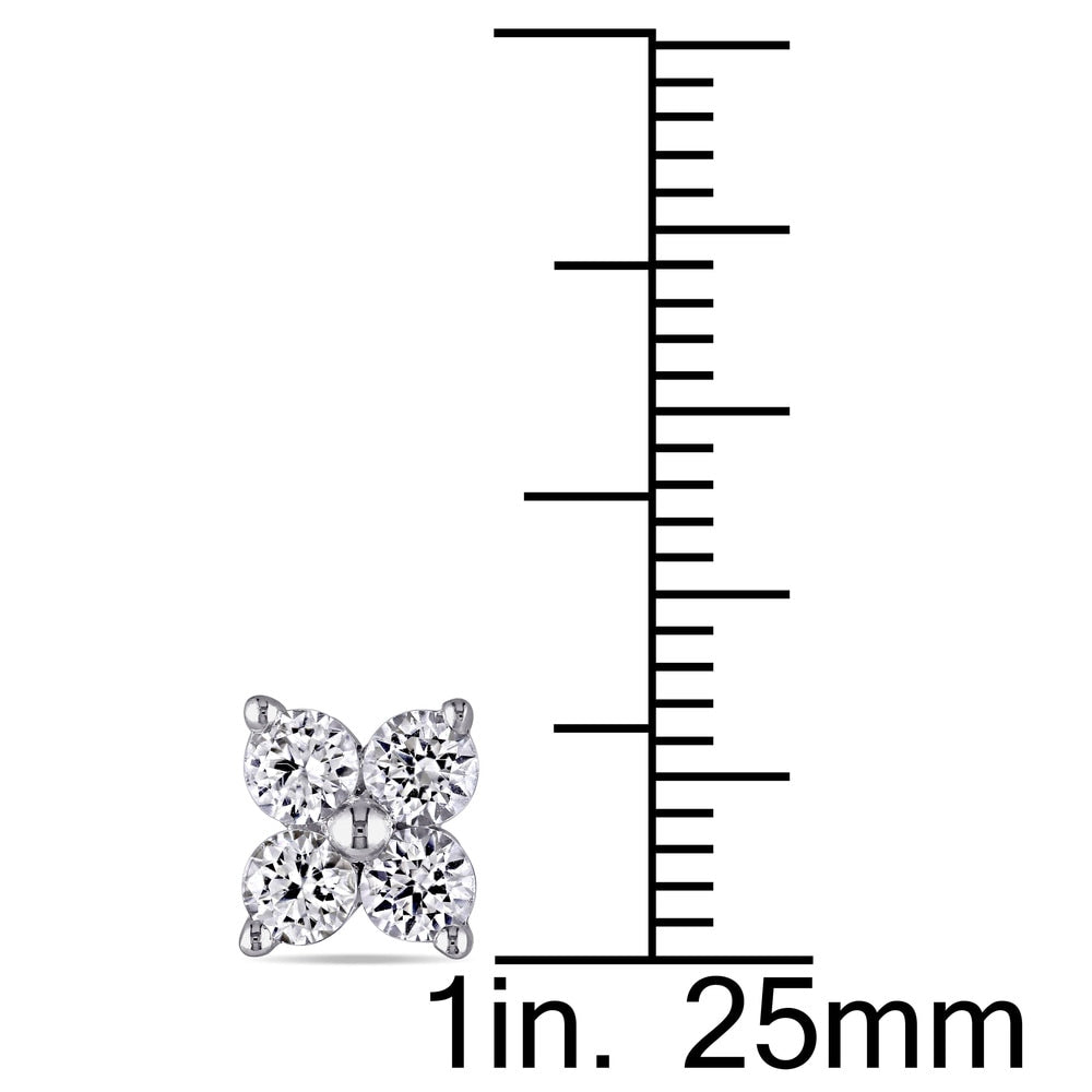Miadora 10k White Gold Created White Sapphire Flower Stud Earrings
