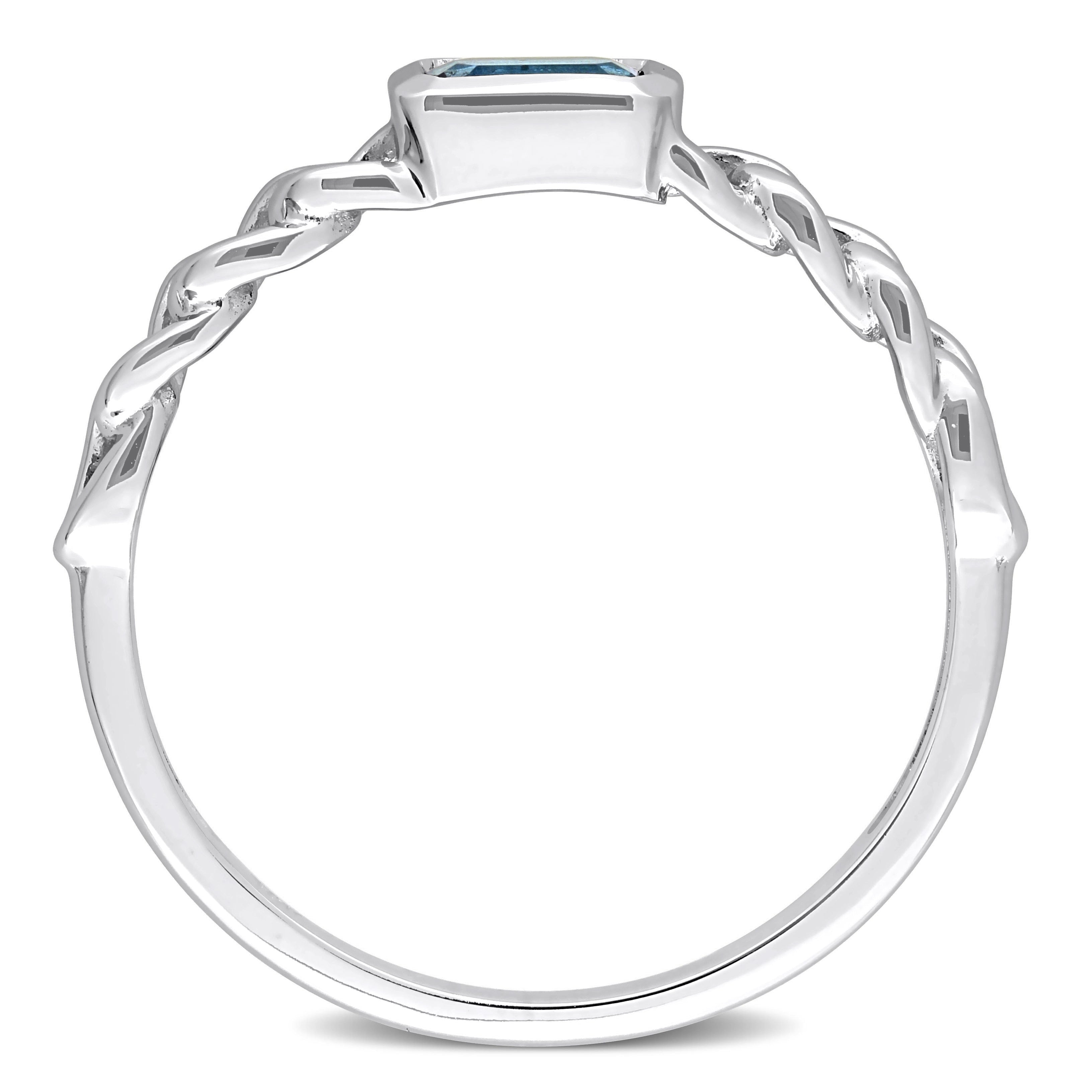 Miadora 10k White Gold London Blue Topaz Stackable Link Ring