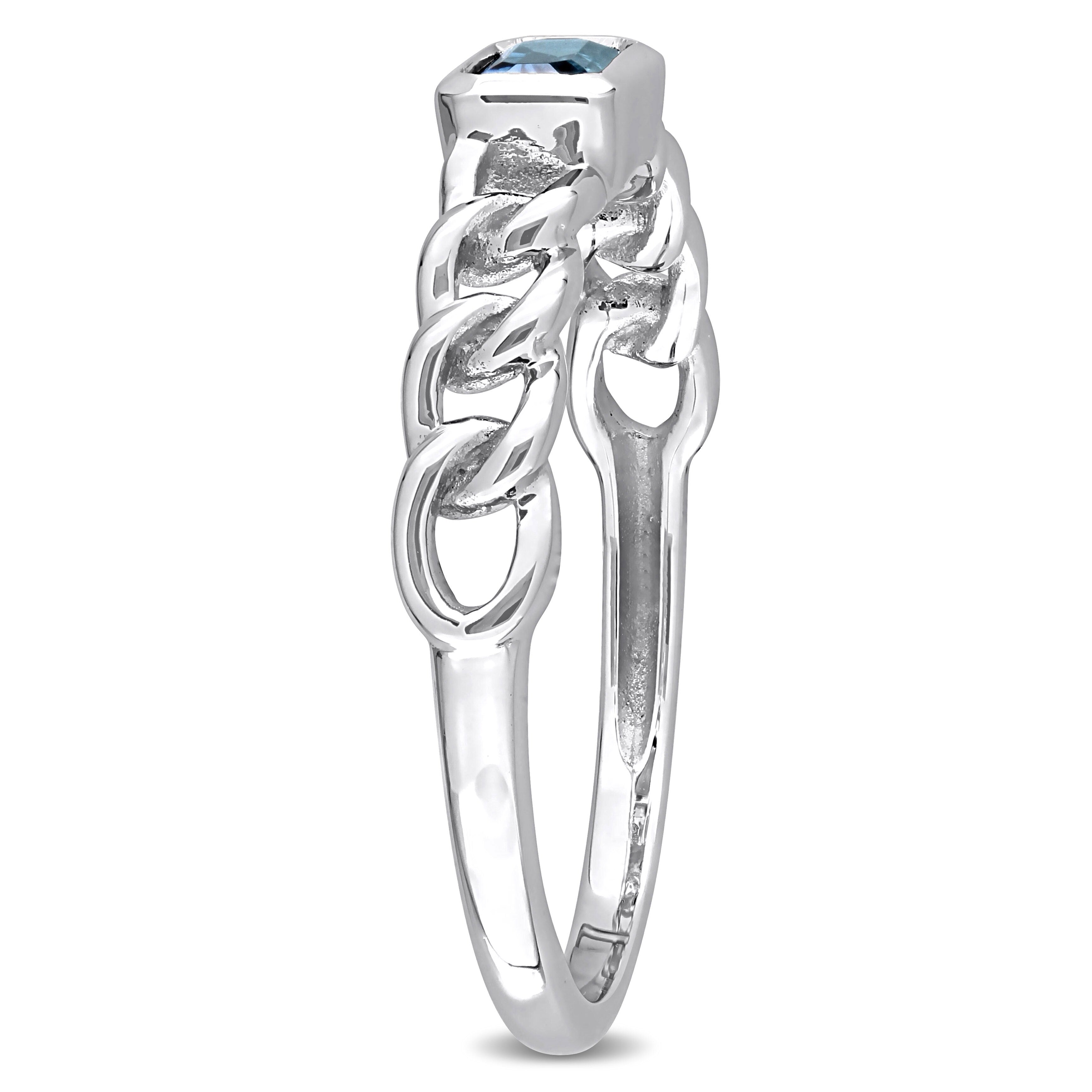 Miadora 10k White Gold London Blue Topaz Stackable Link Ring