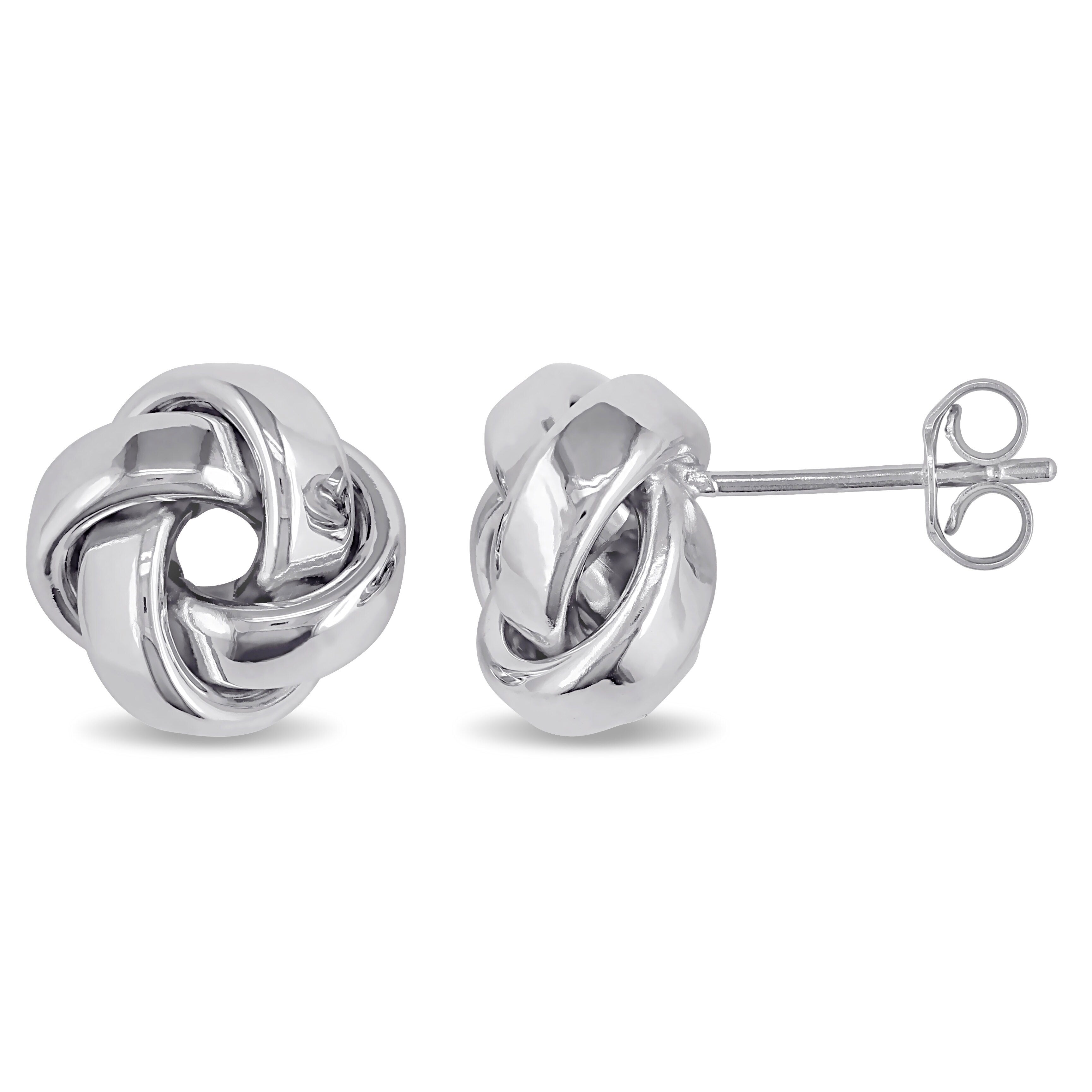 Miadora 10k White Gold Love Knot Earrings