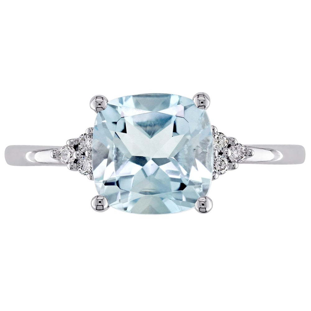 Miadora 10k White Gold Sky Blue Topaz and Diamond Accent Fashion Ring