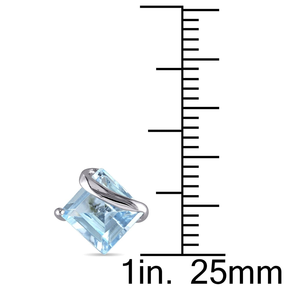 Miadora 10k White Gold Square-Cut Blue Topaz Stud Earrings