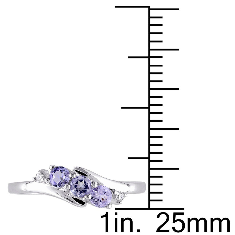 Miadora 10k White Gold Tanzanite and Diamond Accent Three-Stone Ring