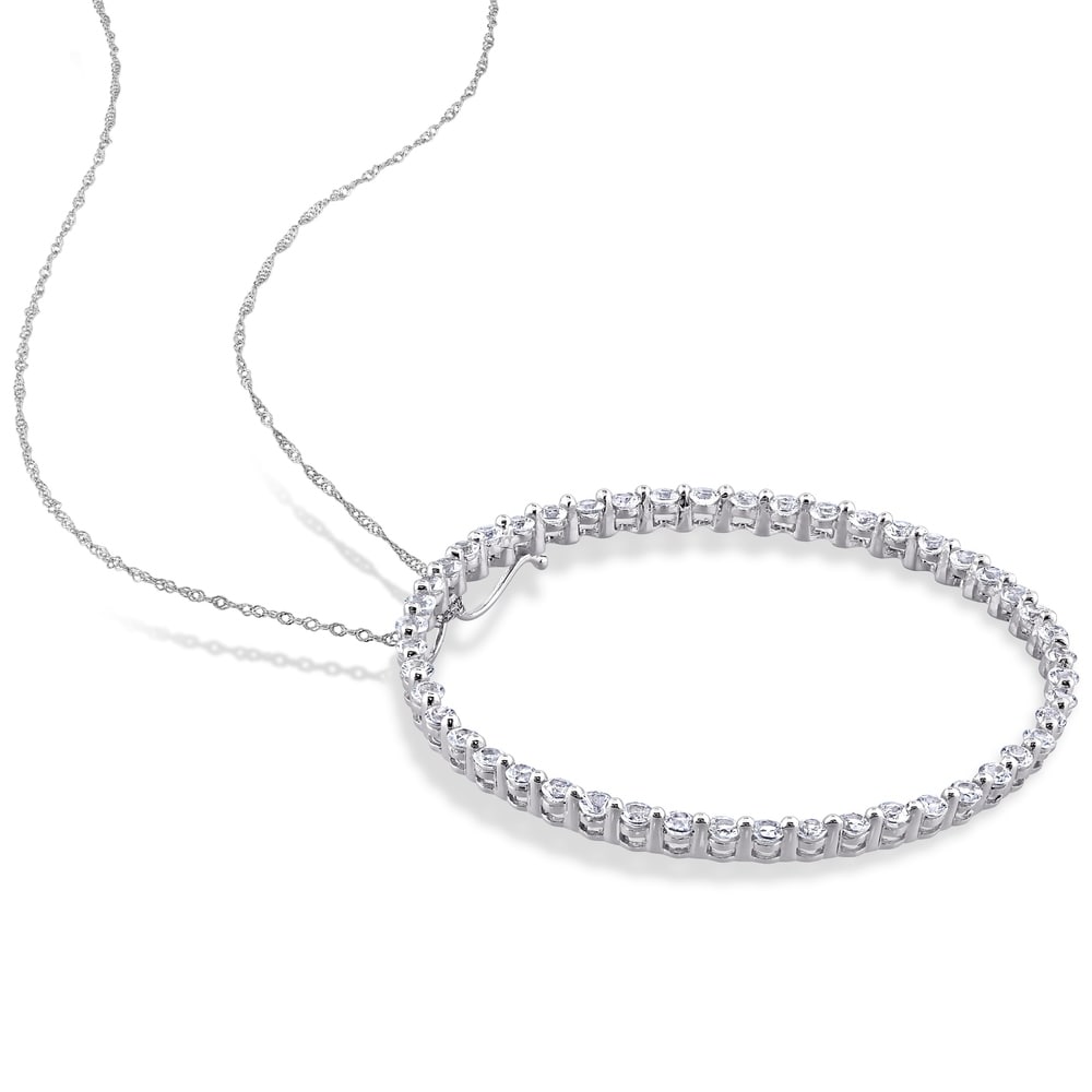 Miadora 10k White Gold White Sapphire Circle of Life Necklace