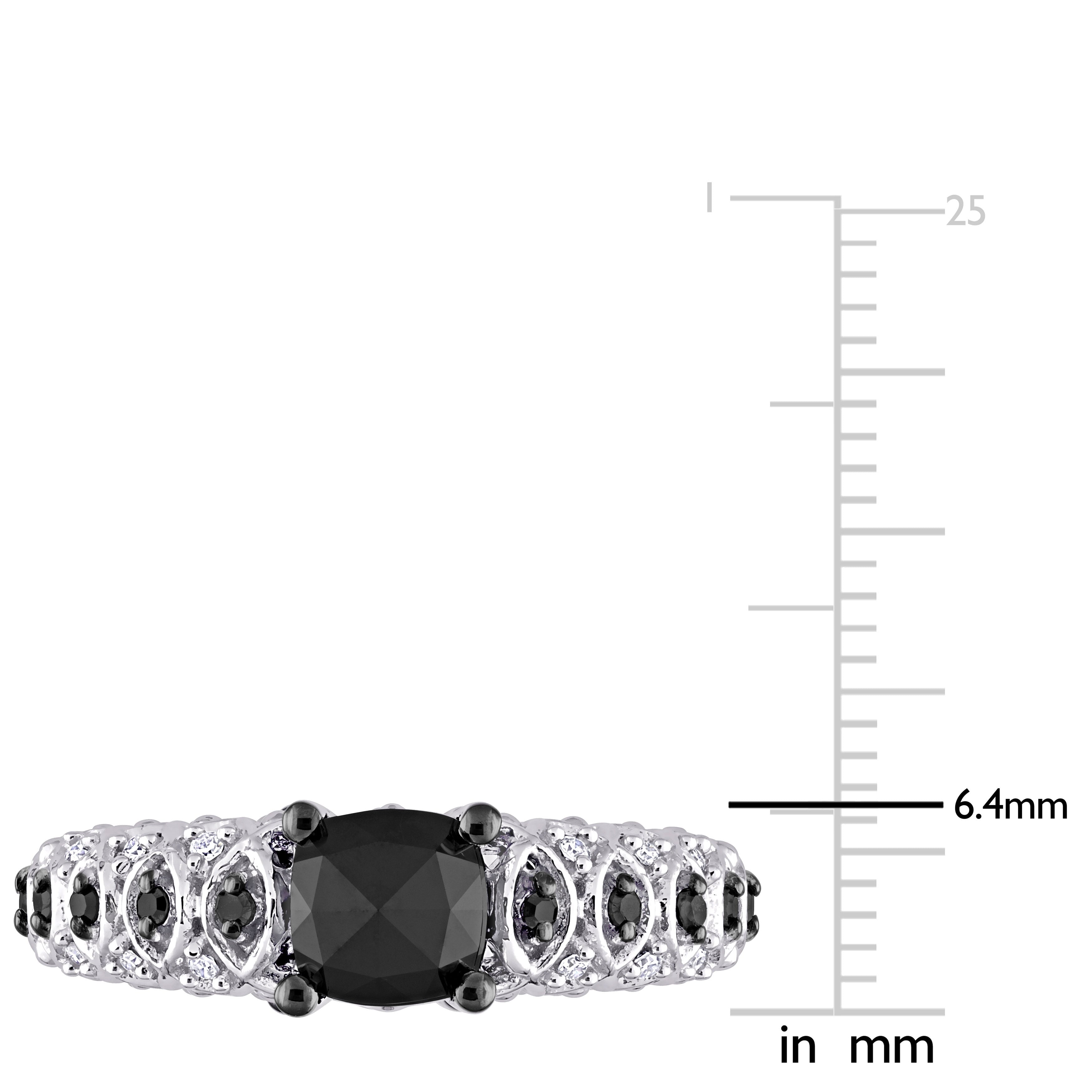 Miadora 10k White Gold with Black Rhodium 1 1/6ct TDW Black & White Diamond Vintage Engagement Ring