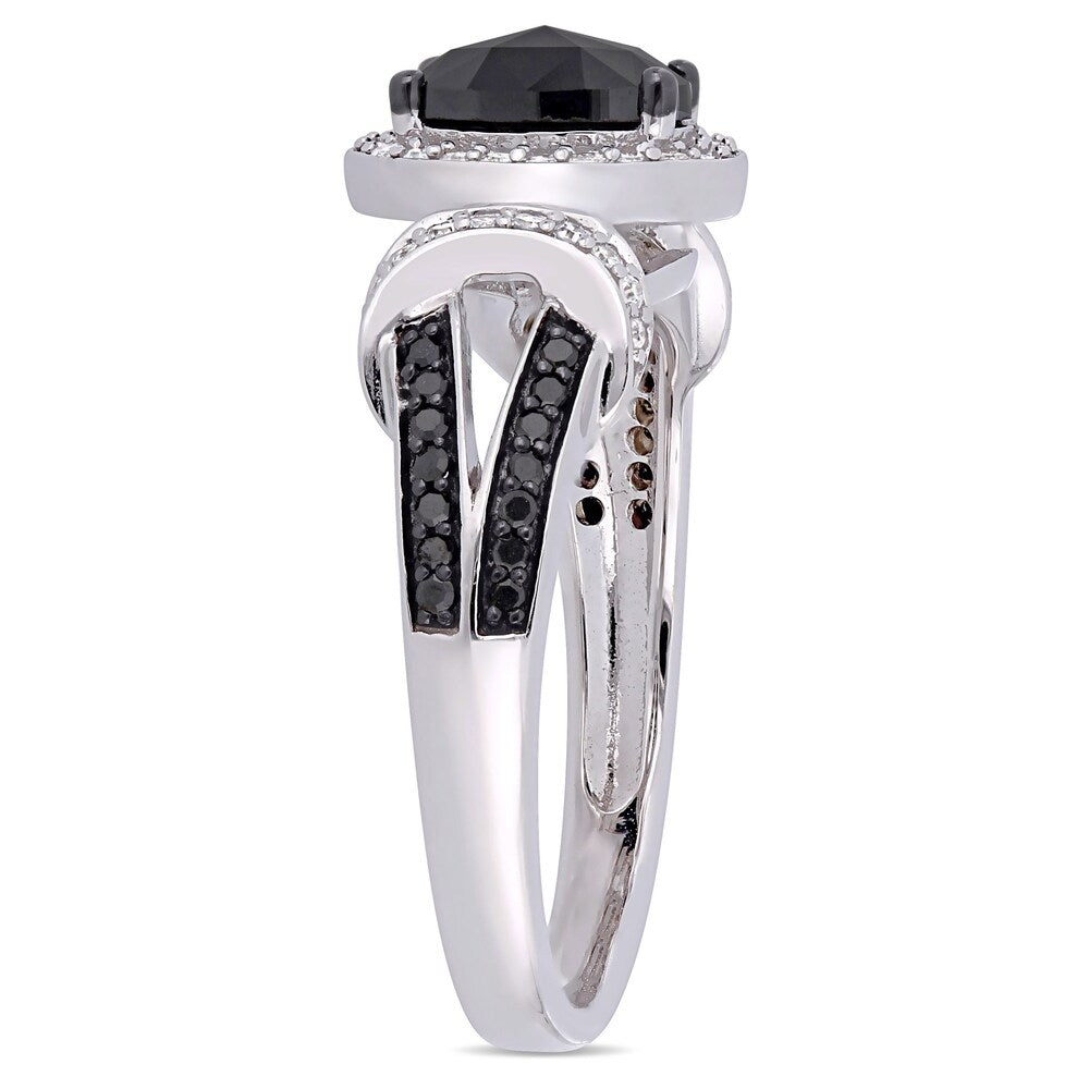 Miadora 10k White Gold with Black Rhodium 1ct TDW Black and White Diamond Split Shank Ring